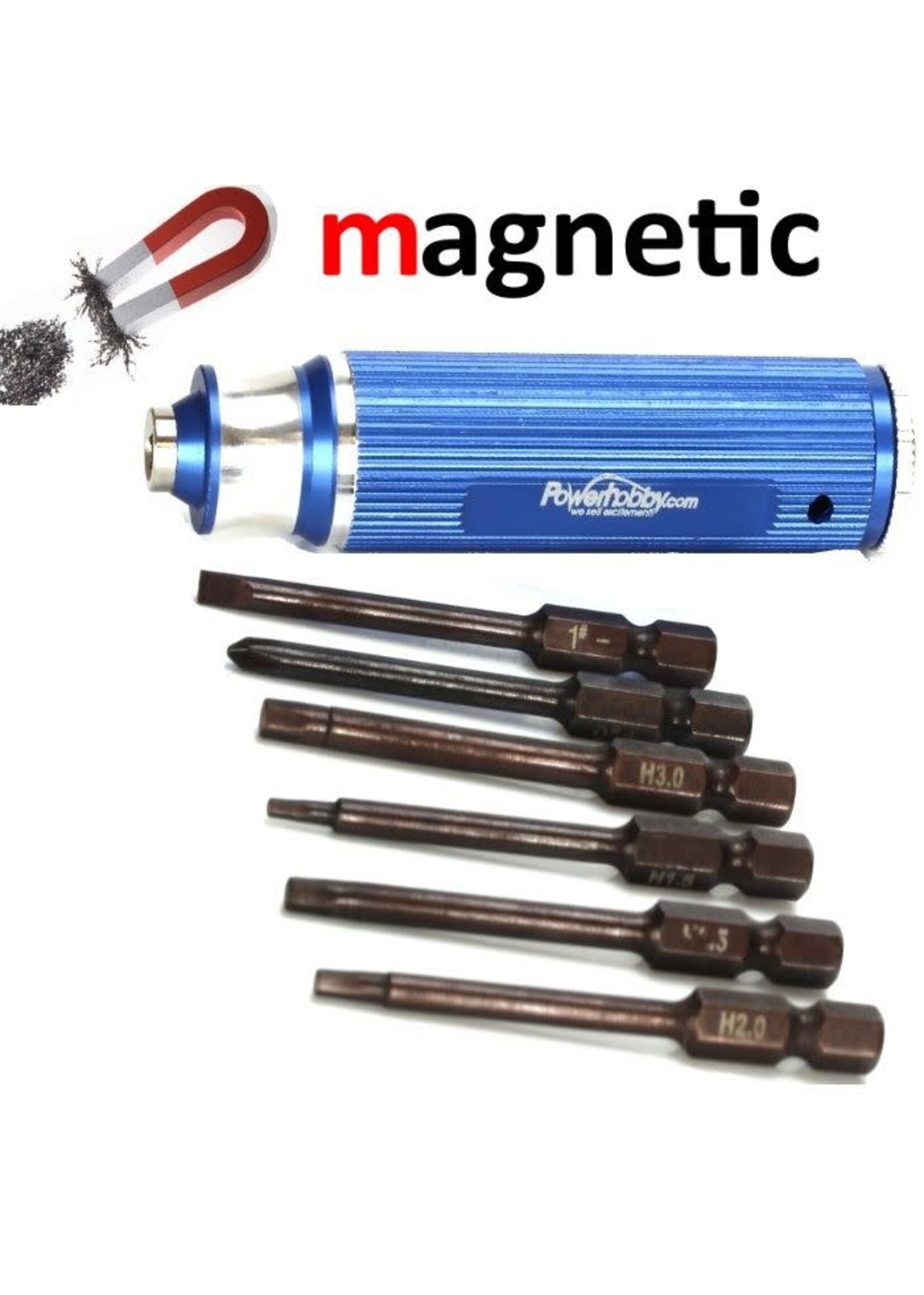 Power Hobby PH1001-Blue Powerhobby 6 in 1 Hex / Mulit Driver Magnetic RC Tool Set Blue