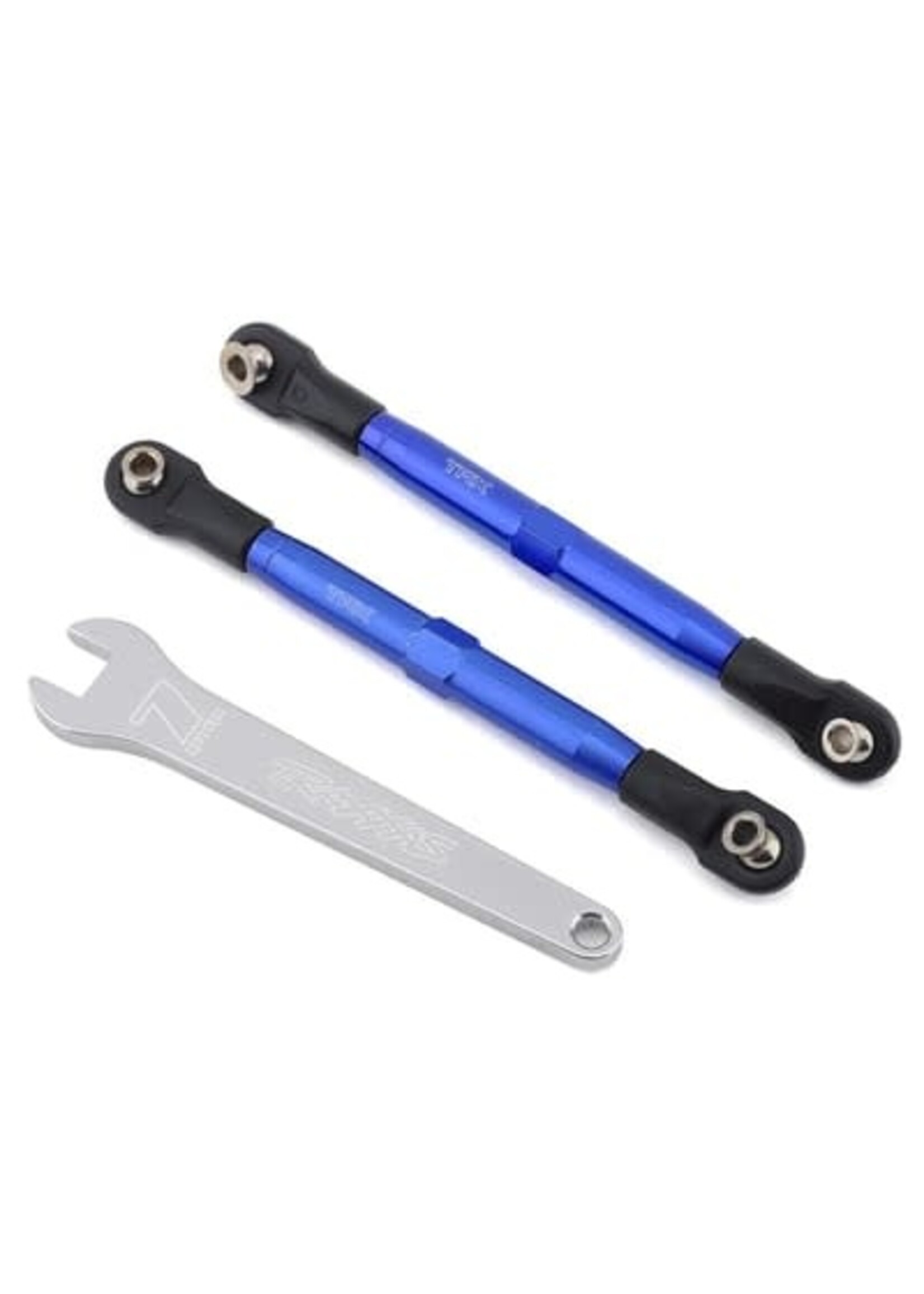 Traxxas 6742X Toe links (TUBES blue-anodized, 7075-T6 aluminum, stronger than titanium) (87mm) (2)/ rod ends (4)/ aluminum wrench (1)