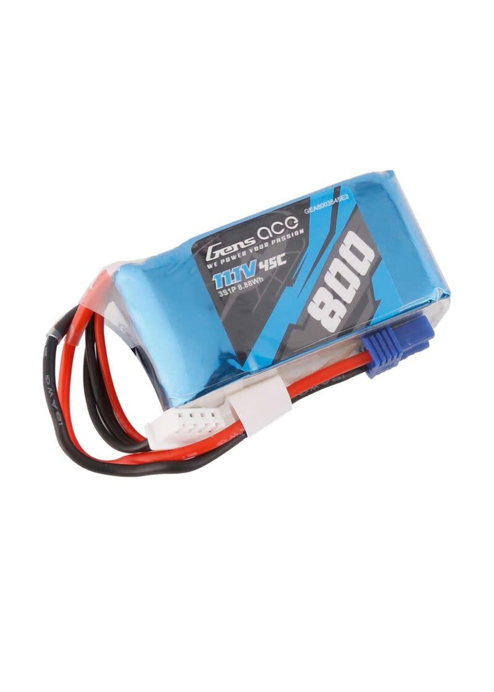 Gens ace GEA8003S45E2 Gens Ace 3S LiPo Battery 45C (11.1V/800mAh) w/EC2 Connector
