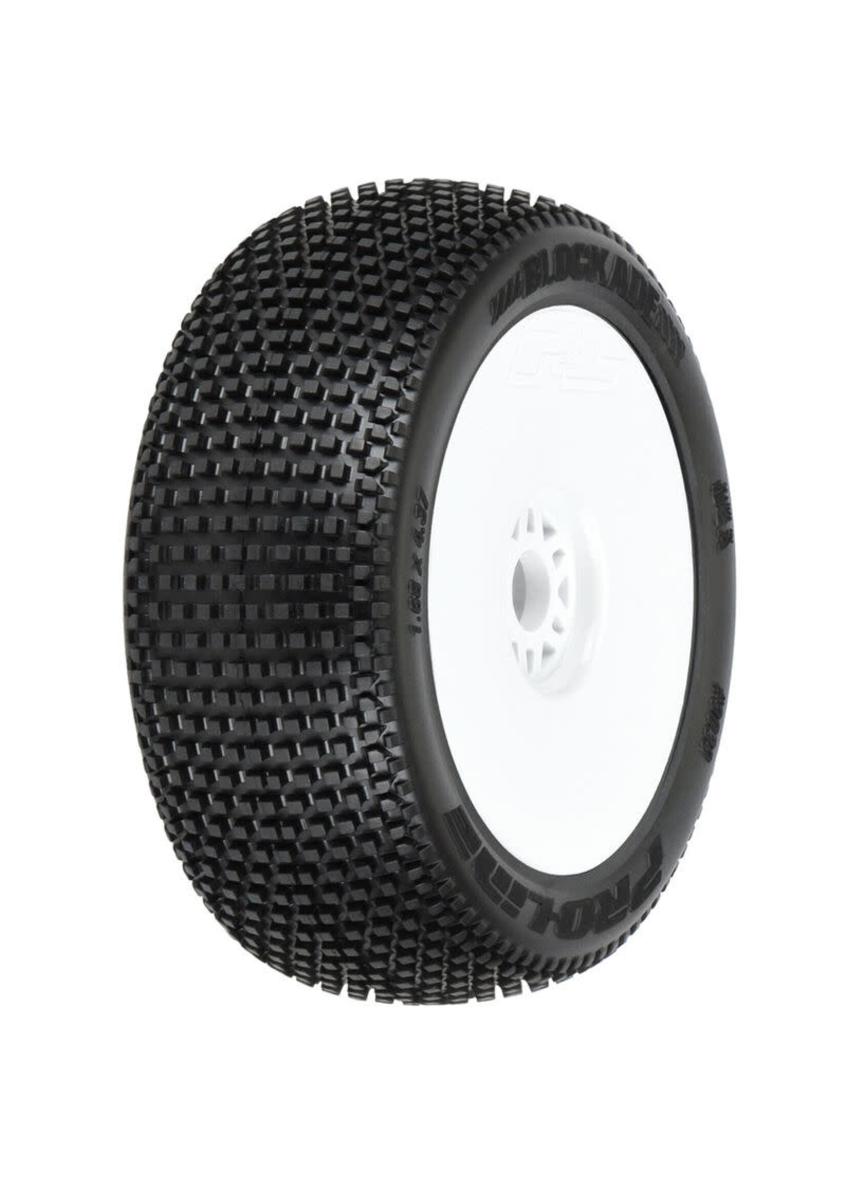 Pro-Line PRO9039233 Pro-Line Blockade Pre-Mounted 1/8 Buggy Tires (2) (White) (S3) w/Lightweight Wheel
