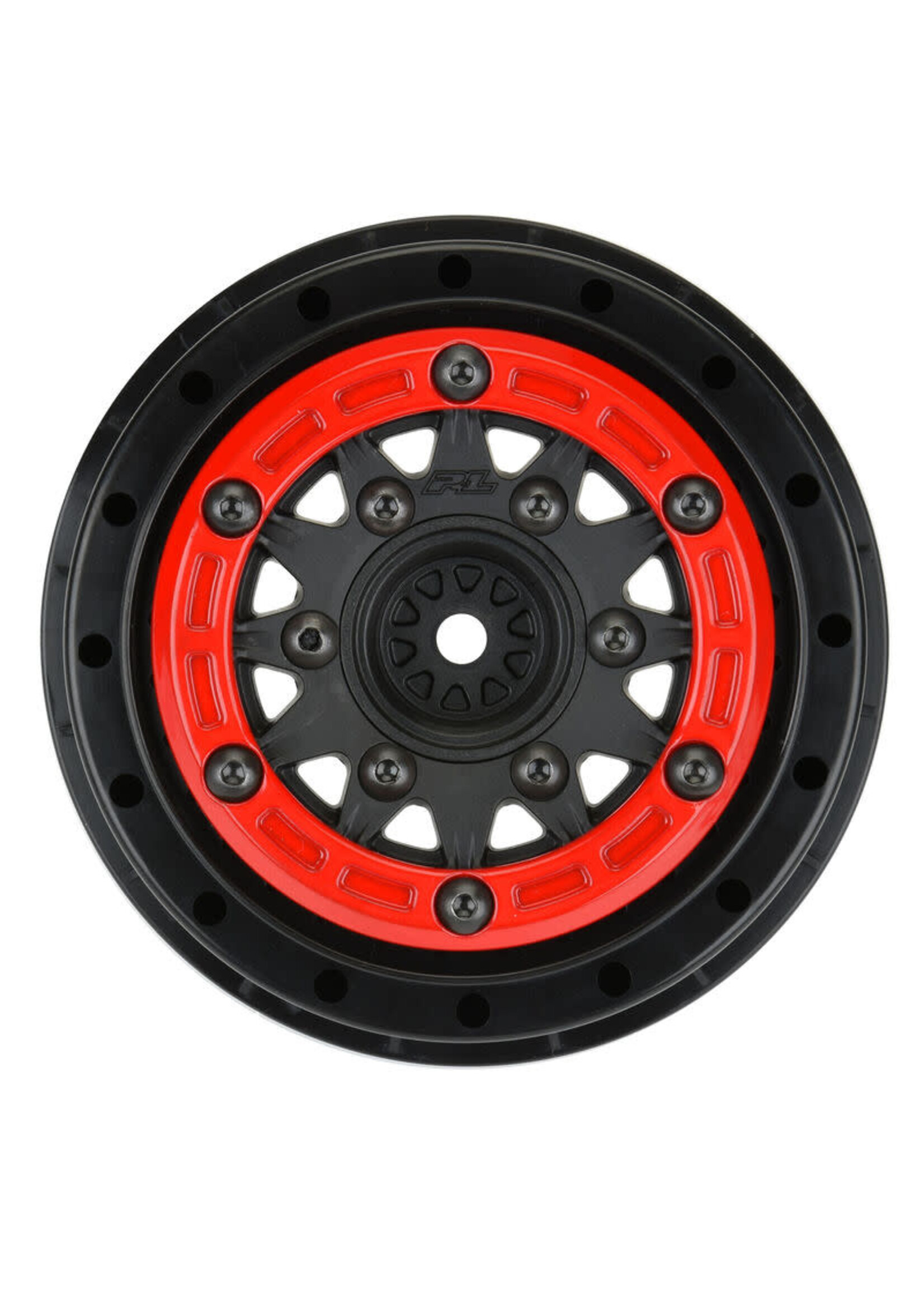 Pro-Line PRO281104 Pro-Line Raid Bead-Loc 2.2/3.0" Short Course Wheels (Red/Black) (2) w/12mm & 14mm Removable Hex