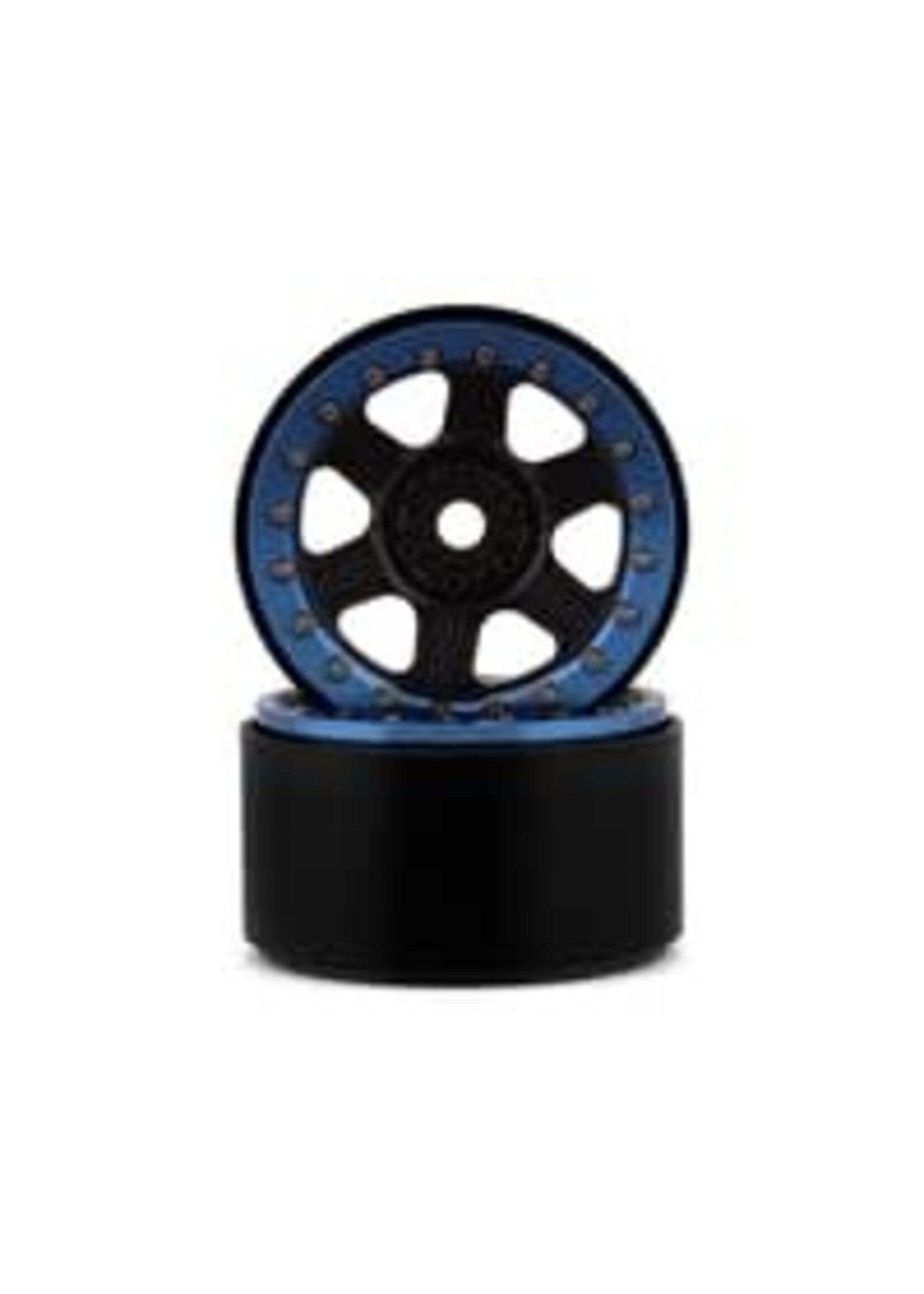 SSD SSD00431 SSD RC Challenger 2.2" Beadlock Crawler Wheels (Black/Blue) (2)