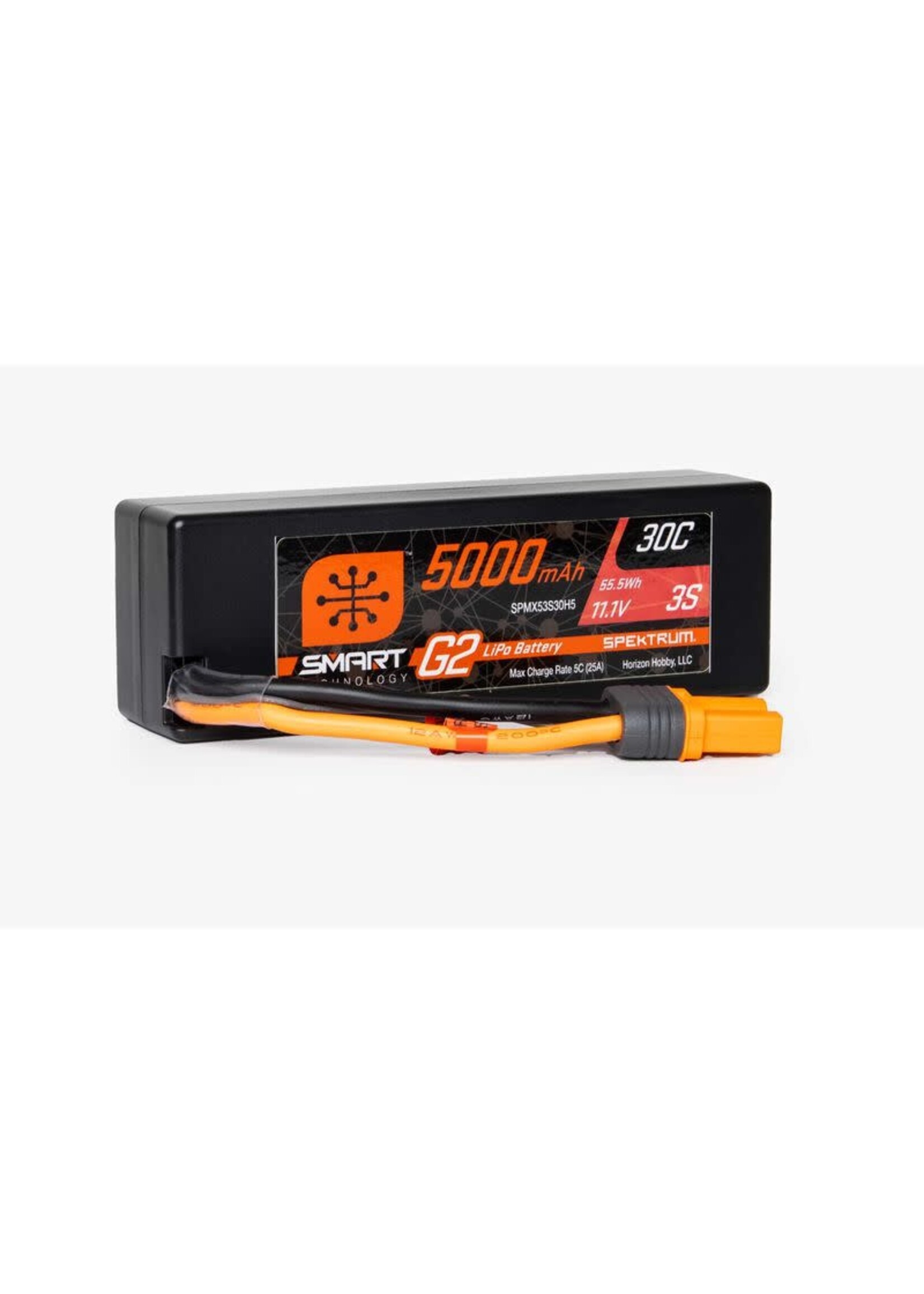 Spektrum SPMX53S30H5 Spectrum 11.1V 5000mAh 3S 30C Smart G2 Hardcase LiPo Battery: IC5