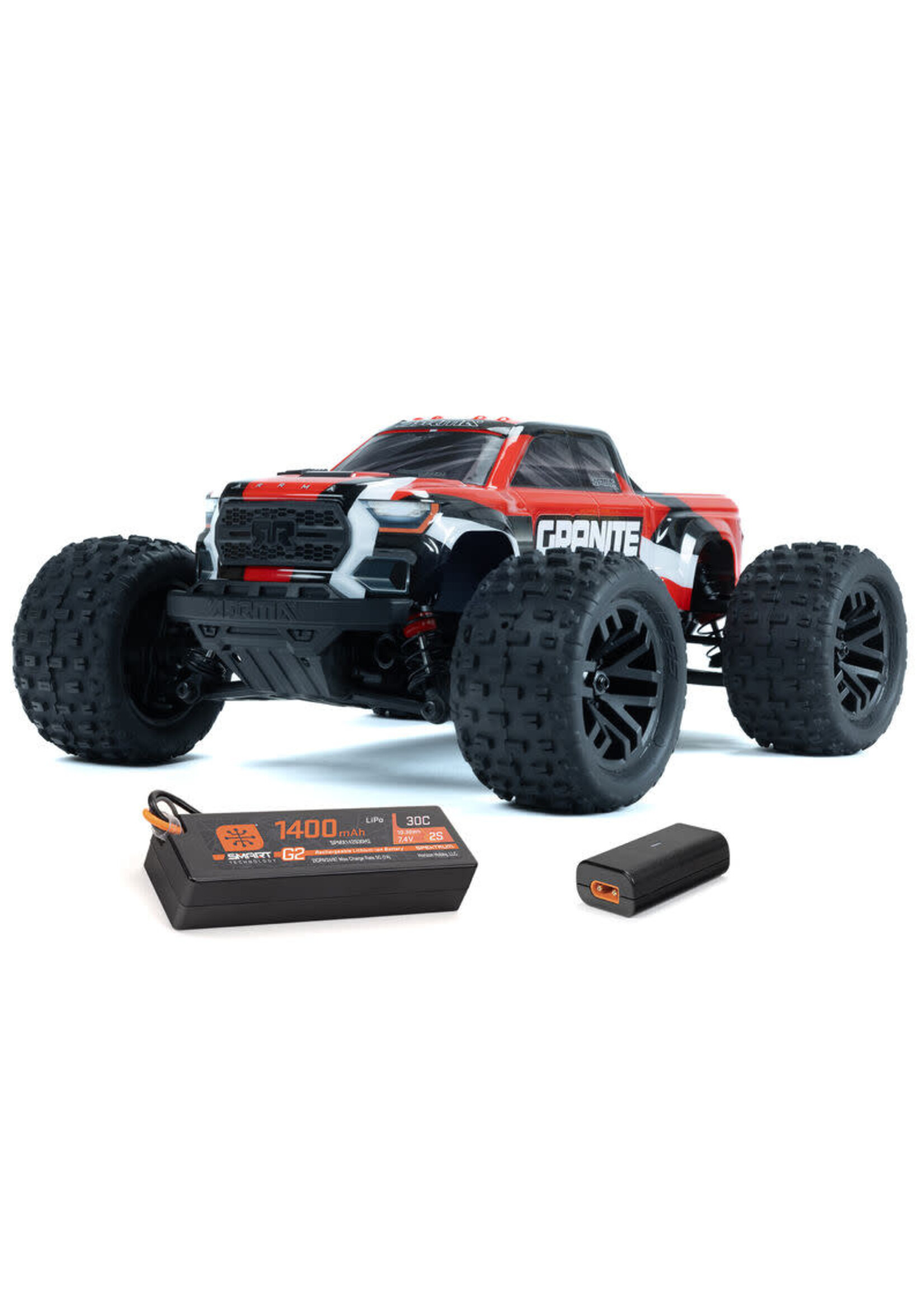 ARRMA ARA2102T2 ARRMA 1/18 GRANITE GROM MEGA 380 Brushed 4X4 Monster Truck RTR with Battery & Charger, Red