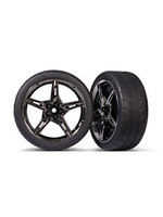 Traxxas Tires & wheels, assembled, glued (split-spoke black chrome wheels, 2.1" Response tires) (front) (2)