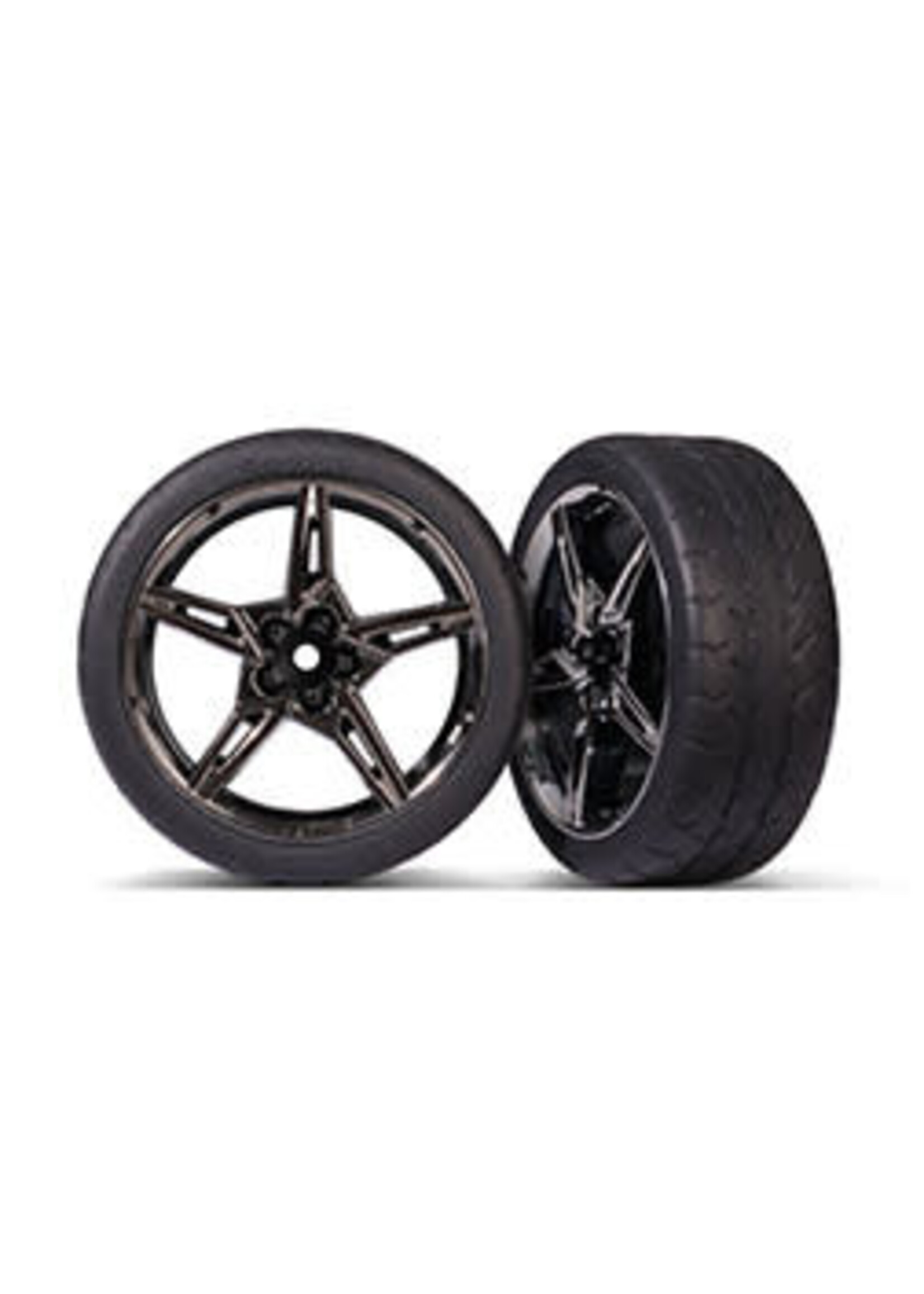 Traxxas 9370 Tires & wheels, assembled, glued (split-spoke black chrome wheels, 2.1" Response tires) (front) (2)