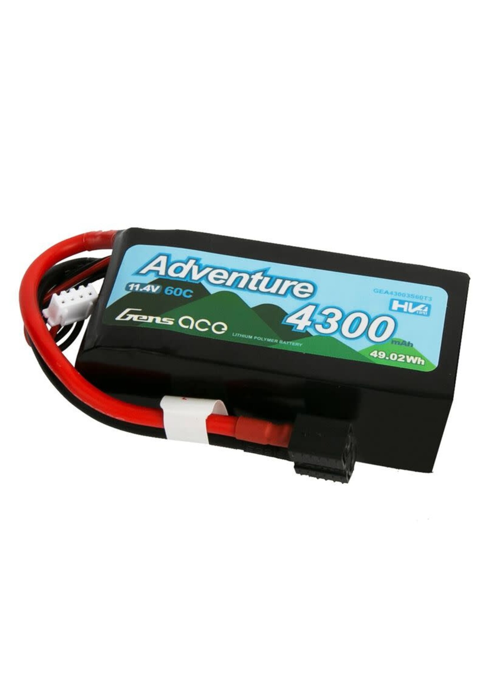 Gens ace GEA43003S60T3 GENSACE 11.4V 4300mAh 60C 3S LiHV Battery: Deans, XT60
