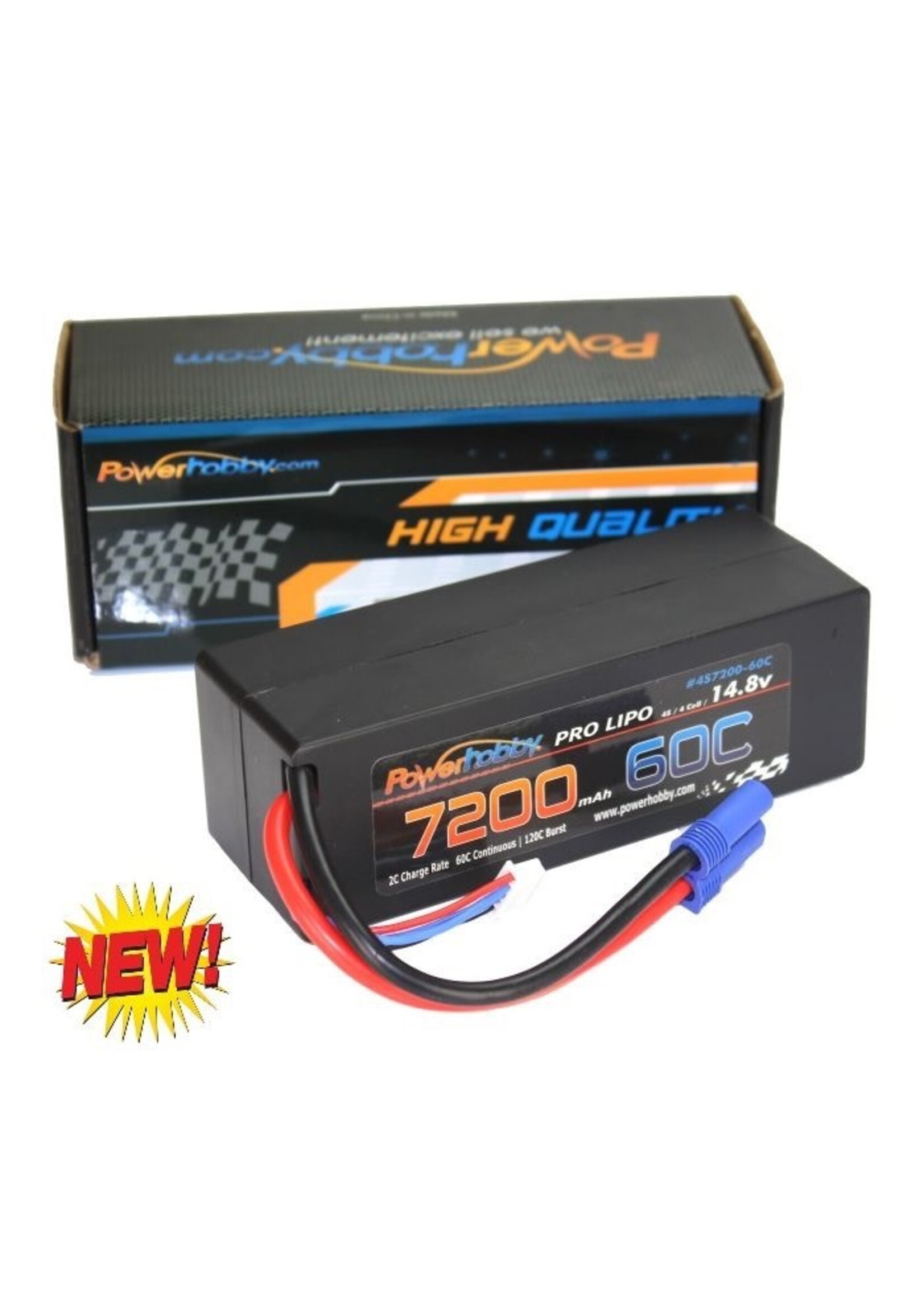 Power Hobby PowerHobby 4S 14.8V 7200mAh 60C-120C Lipo Battery EC5 Plug 4-Cell Hard Case