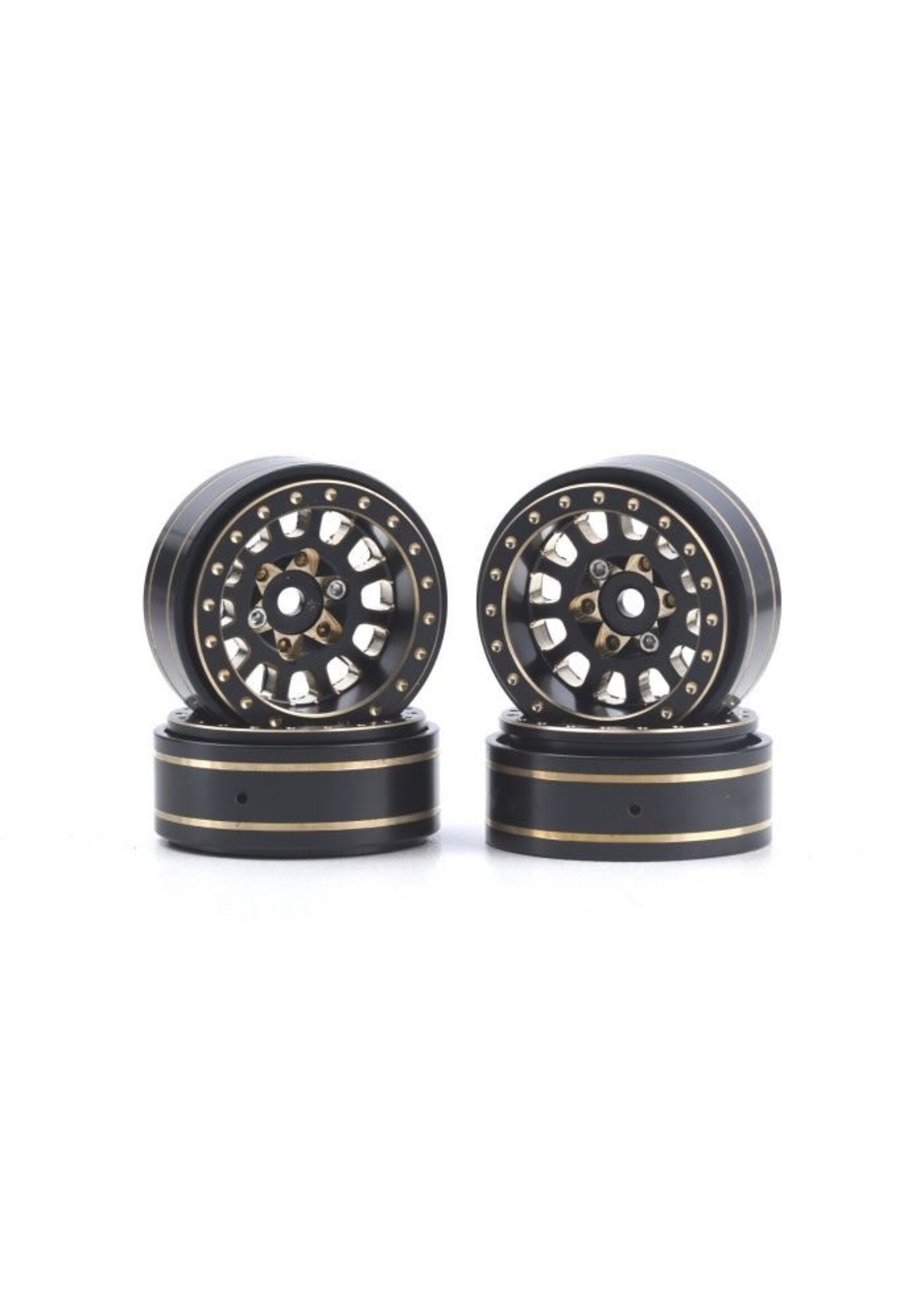 Power Hobby PHB5776 Powerhobby Axial SCX24 1.0" Black / Gold Brass Beadlock Crawler Wheels 1/24
