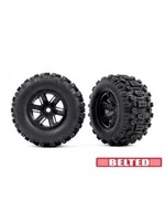 Traxxas Tires & wheels, assembled, glued (X-Maxx® black wheels, Sledgehammer®