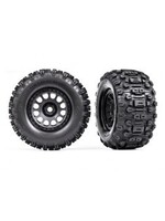 Traxxas Tires & wheels, assembled, glued (XRT® Race black wheels, Sledgehammer® tires, foam inserts)