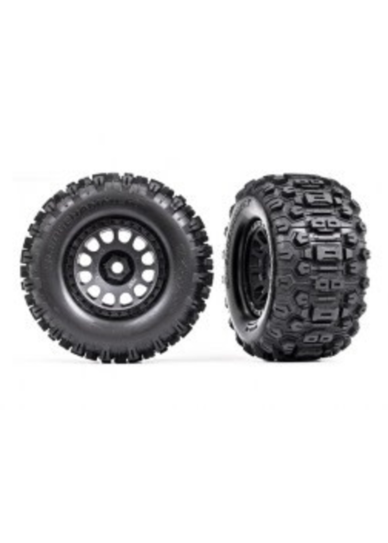 Traxxas 7876 Tires & wheels, assembled, glued (XRT® Race black wheels, Sledgehammer® tires, foam inserts)