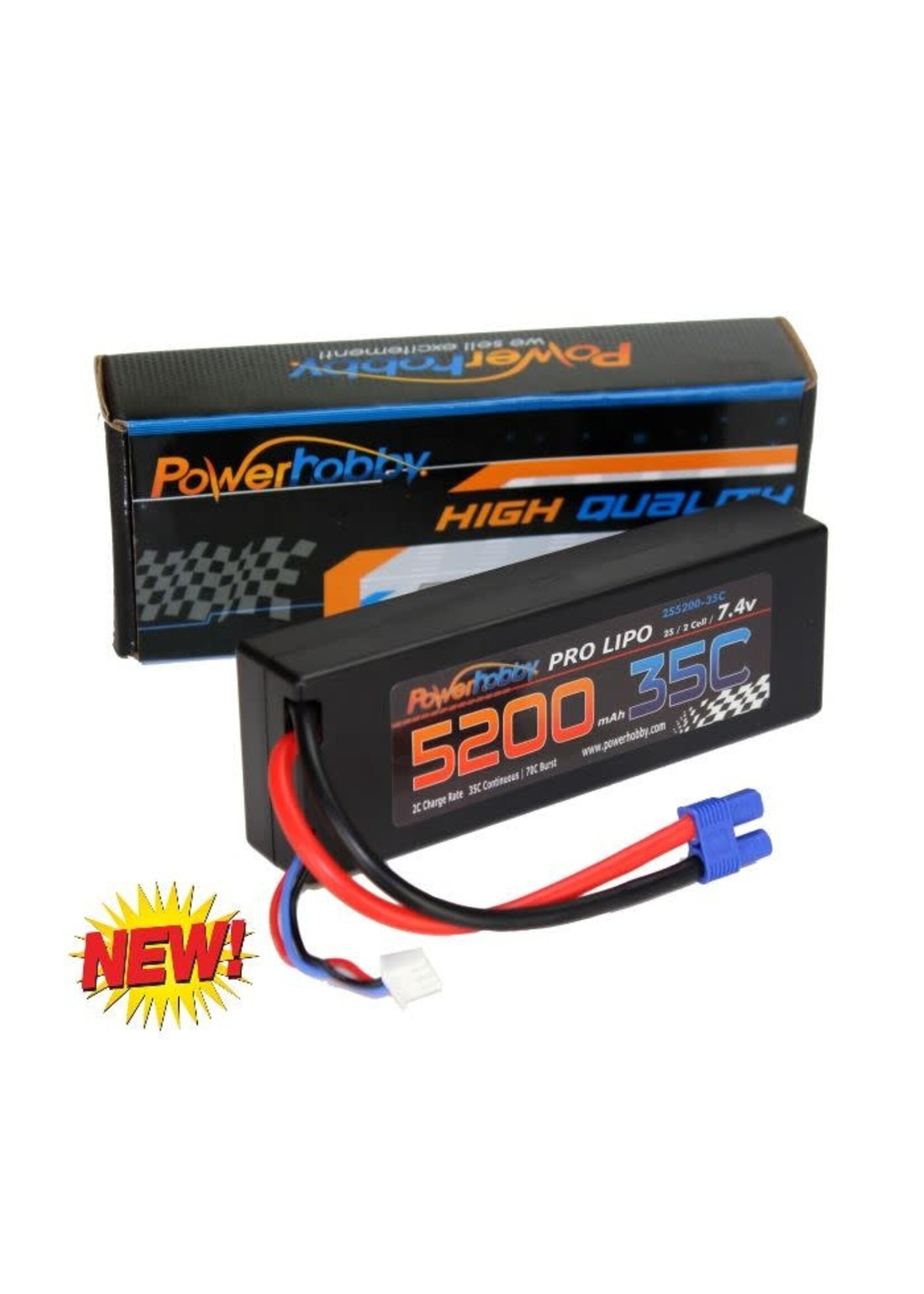 Power Hobby PHB2S520035EC3 Powerhobby 2s 7.4v 5200mah 35c Lipo Battery w EC3 Plug 2-Cell