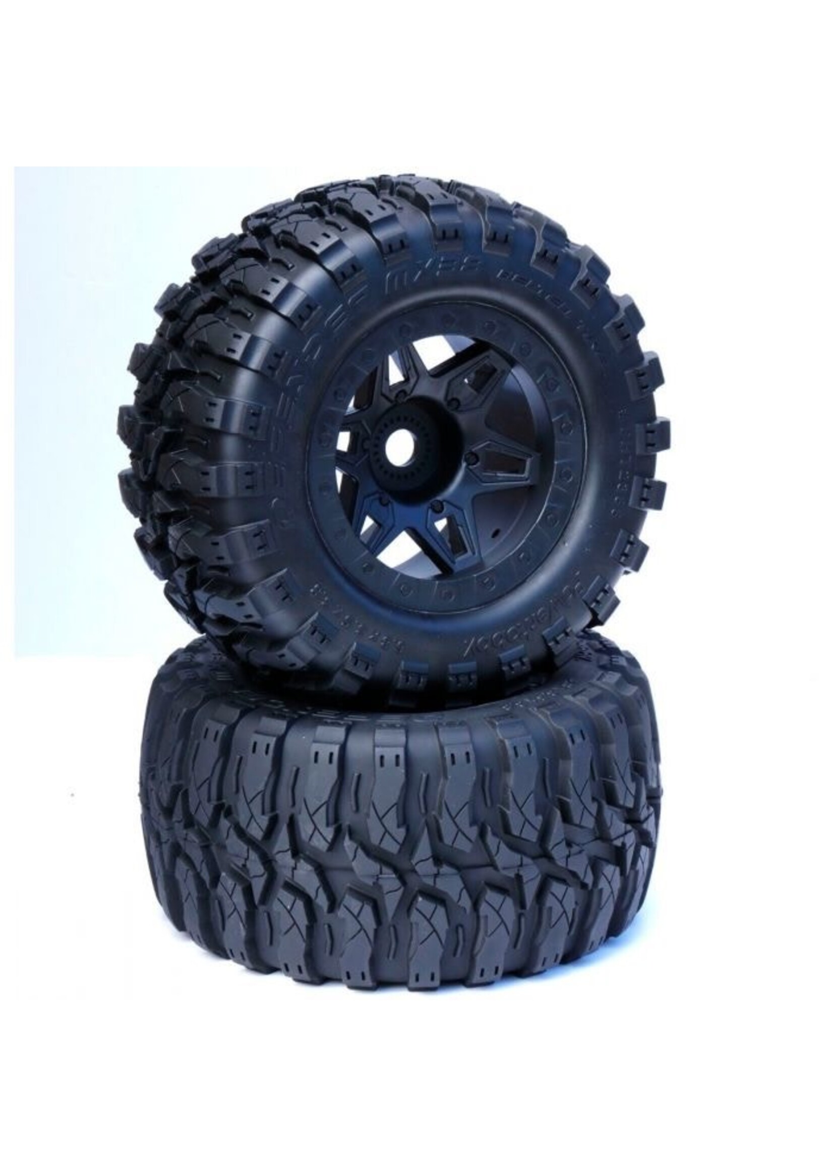 Power Hobby PHT2366-B Powerhobby 1/8 Defender 3.8” Belted All Terrain Tires 17MM Mounted Black