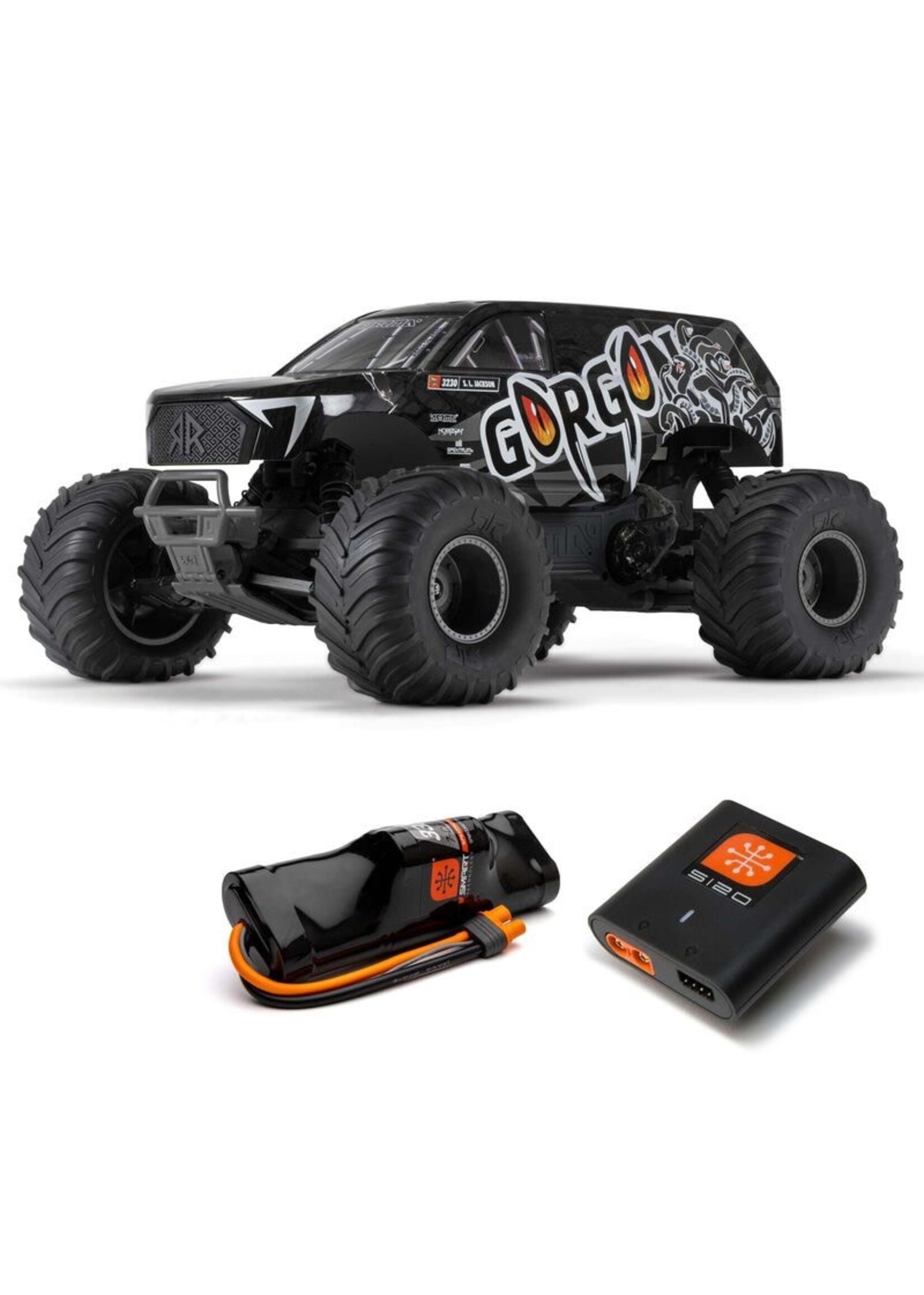 ARRMA ARA3230SKT1 ARRMA 1/10 GORGON 4X2 MEGA 550 Brushed Monster Truck Ready-To-Assemble Kit with Battery & Charger BLACK