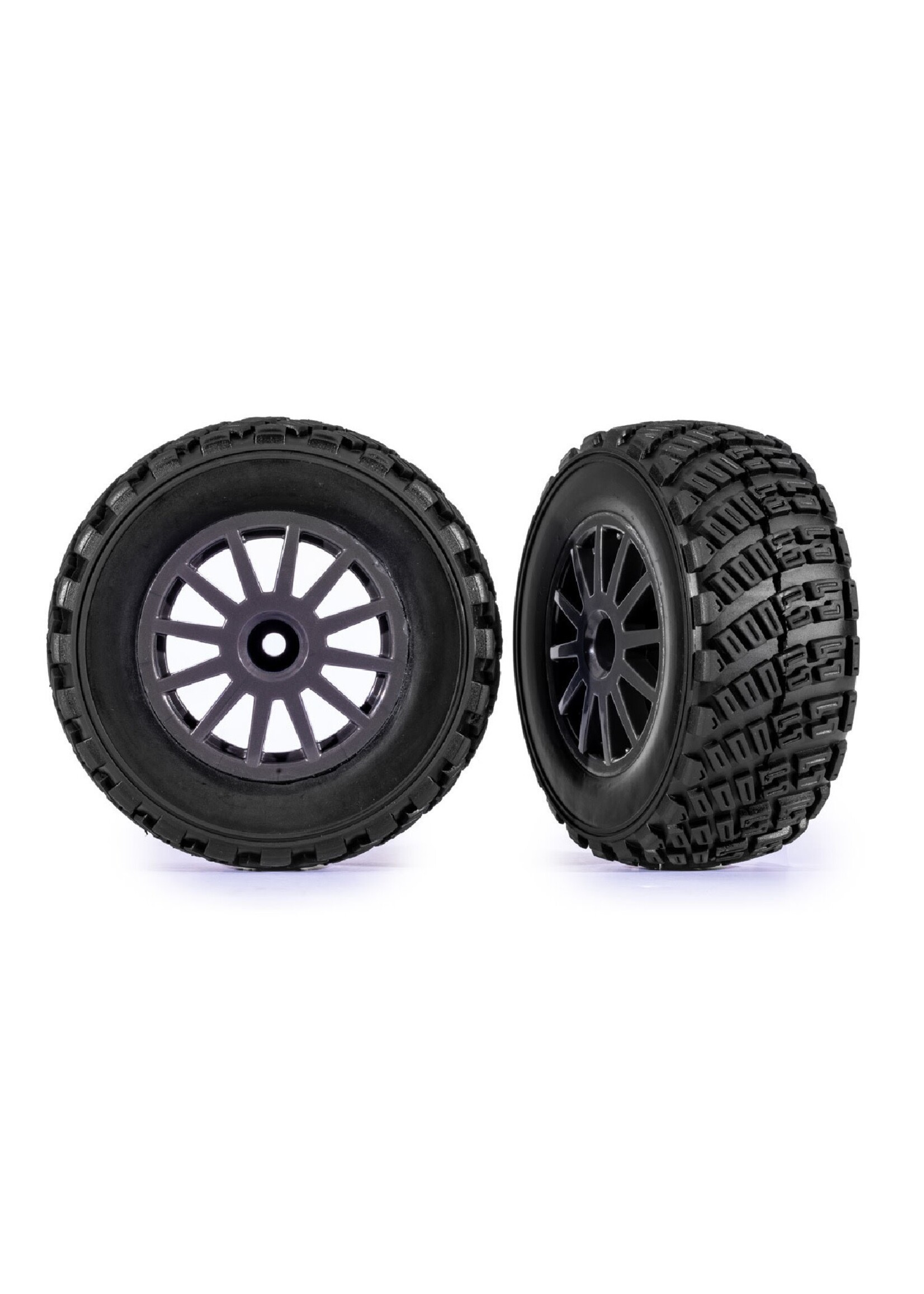 Traxxas Gray 12-Spoke Rally Wheels w/ Rally Tires (2)