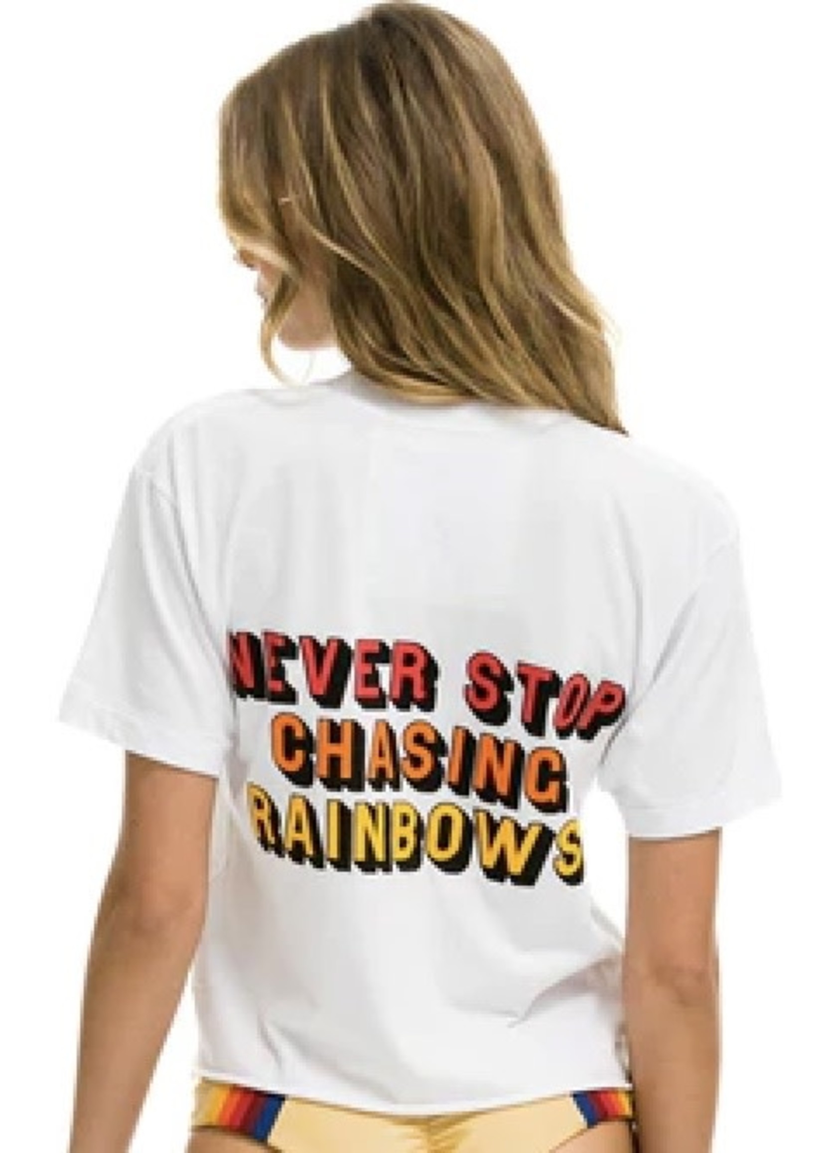 Aviator Nation Never Stop Chasing Rainbows Tee White