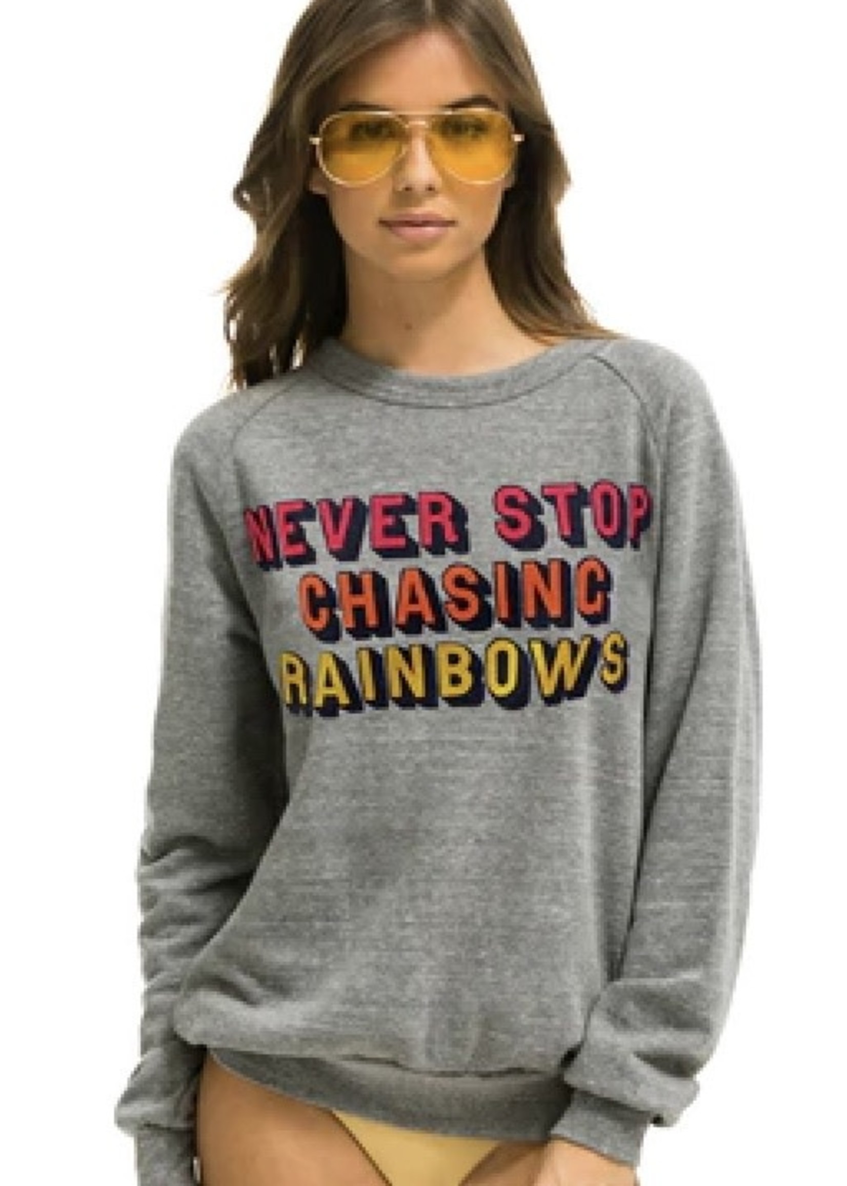 Aviator Nation Never Stop Chasing Rainbows Crew Sweatshirt