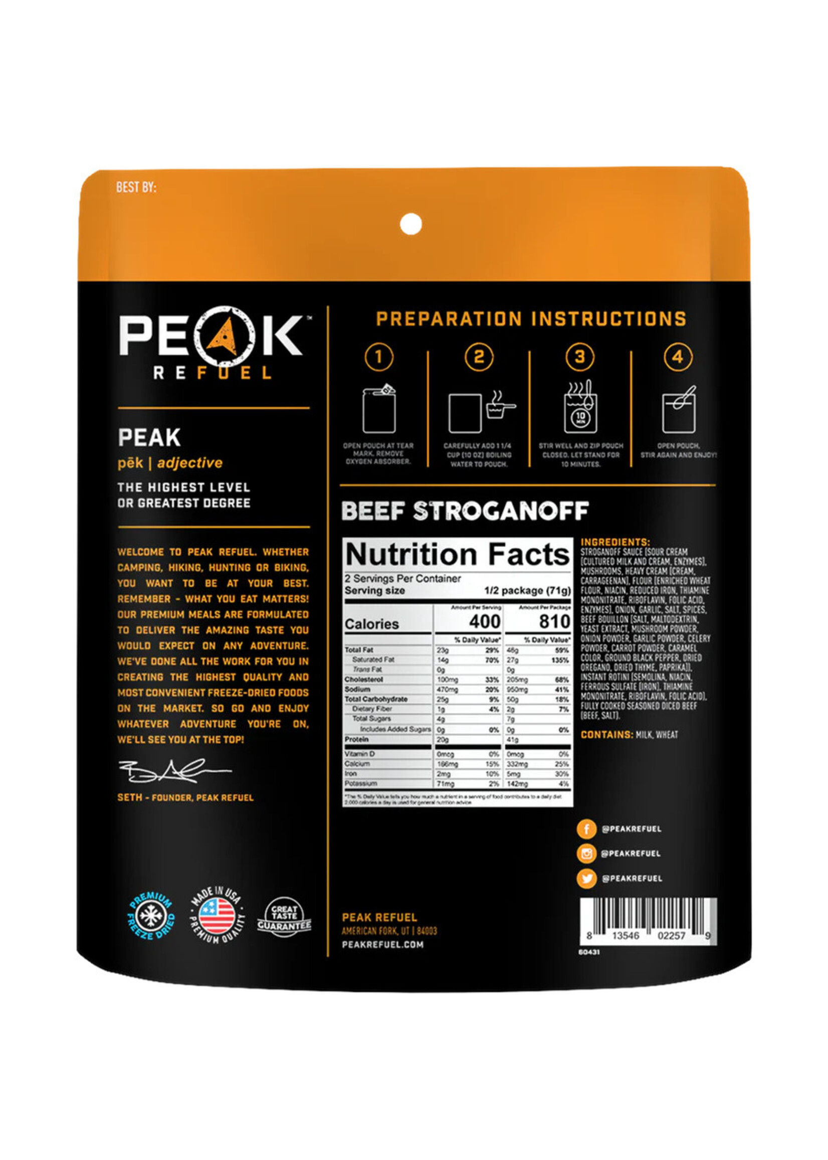 Peak Refuel Beef Stroganoff