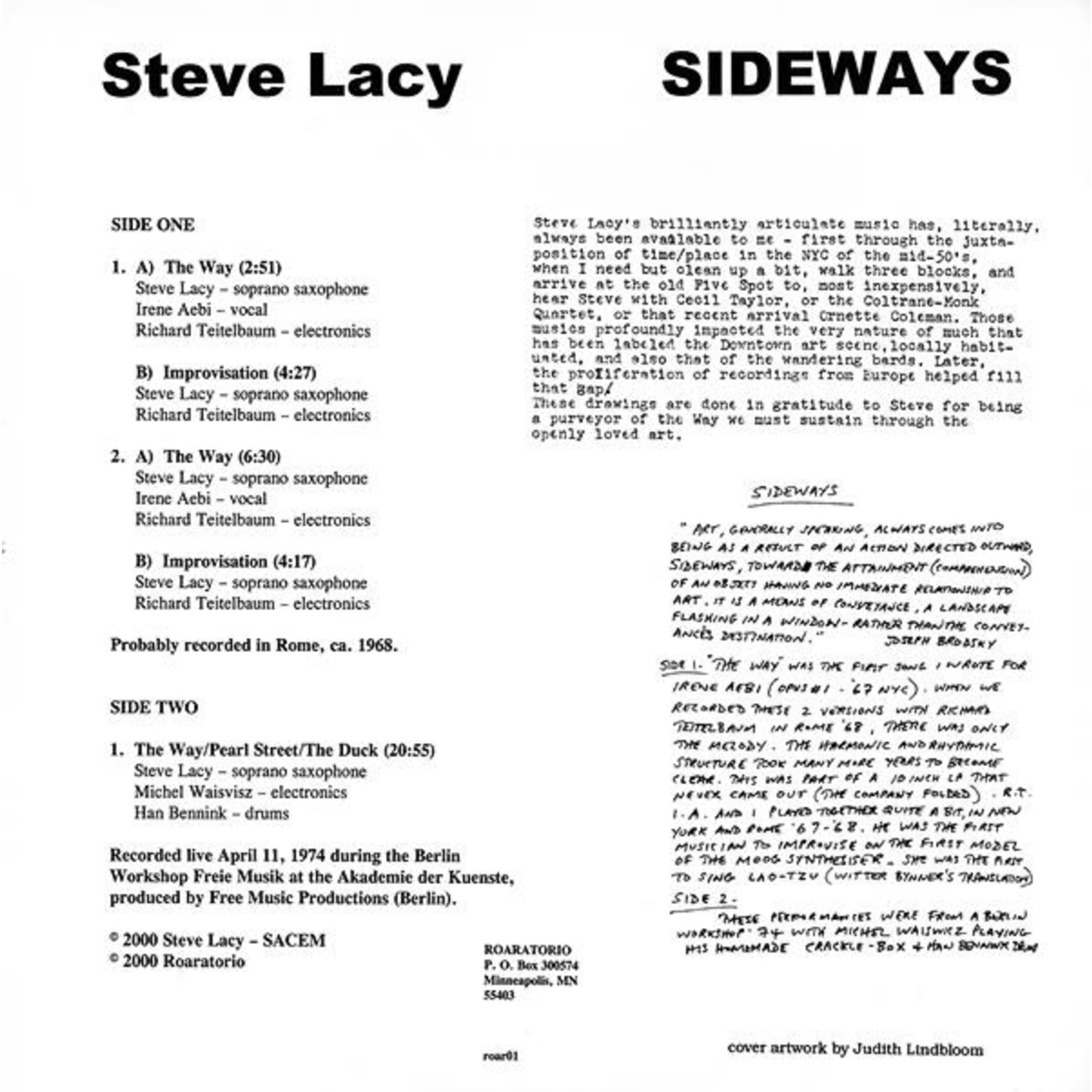 Steve Lacy - Sideways (LP) [Hand Painted]