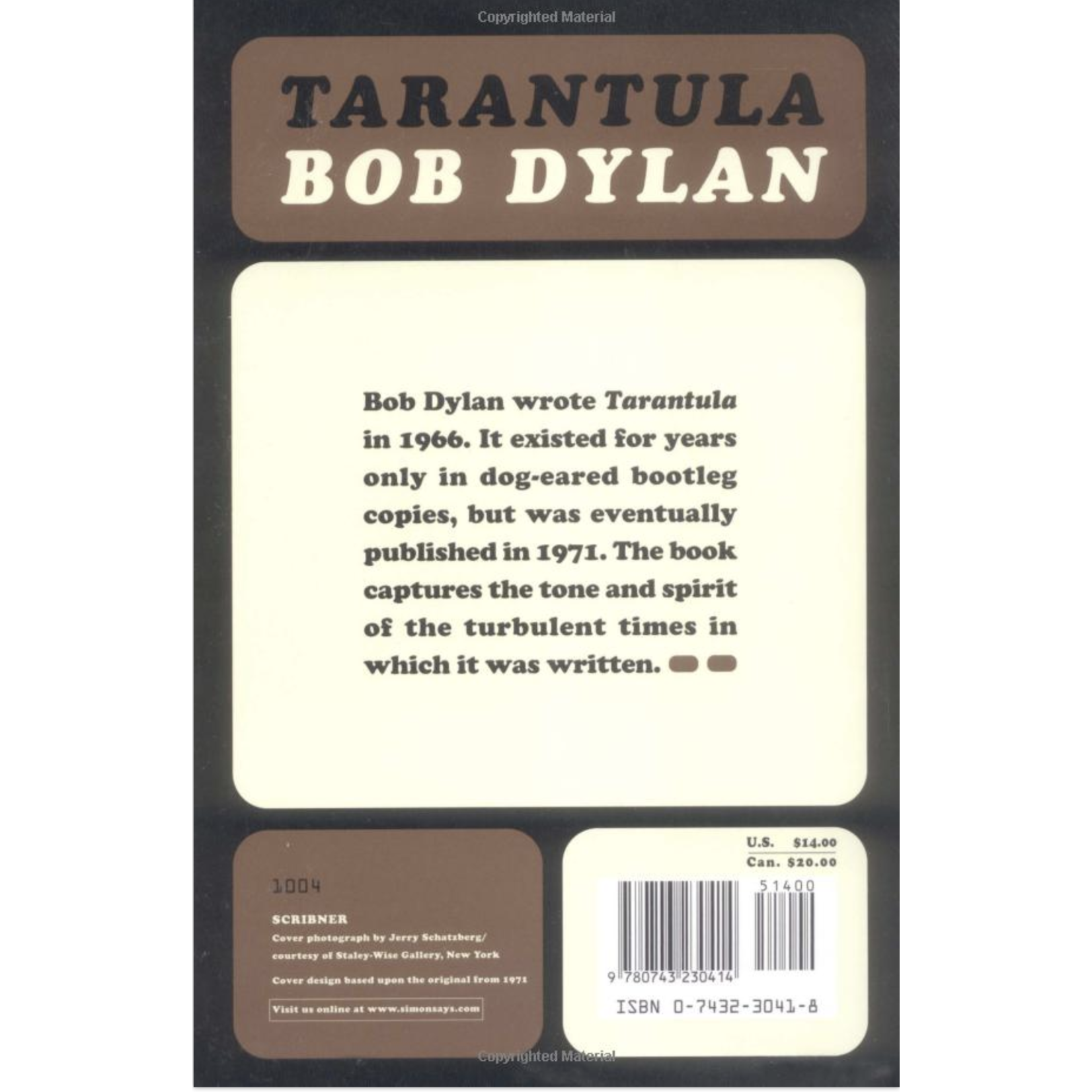Bob Dylan - Tarantula (Book)