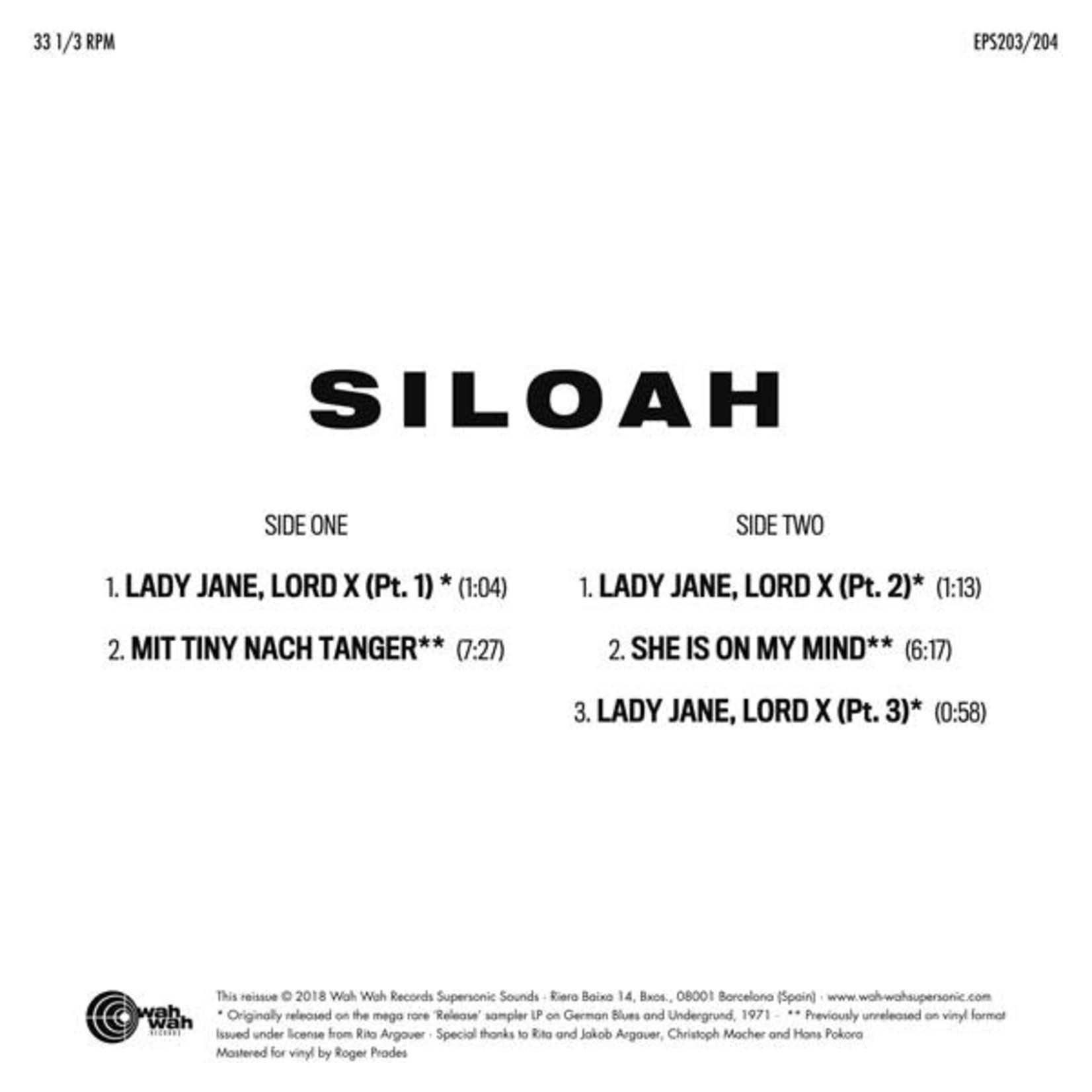 Siloah - Siloah + EP (LP+7")