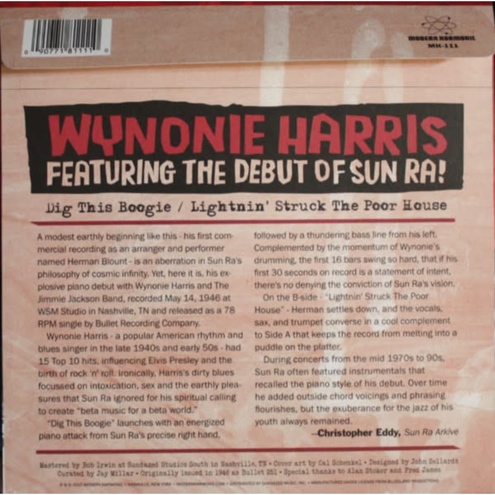 RSD Black Friday 2011-2022 Wynonie Harris featuring the debut of Sun Ra - Dig This Boogie / Lightnin' Struck The Poor House (7") [Red]