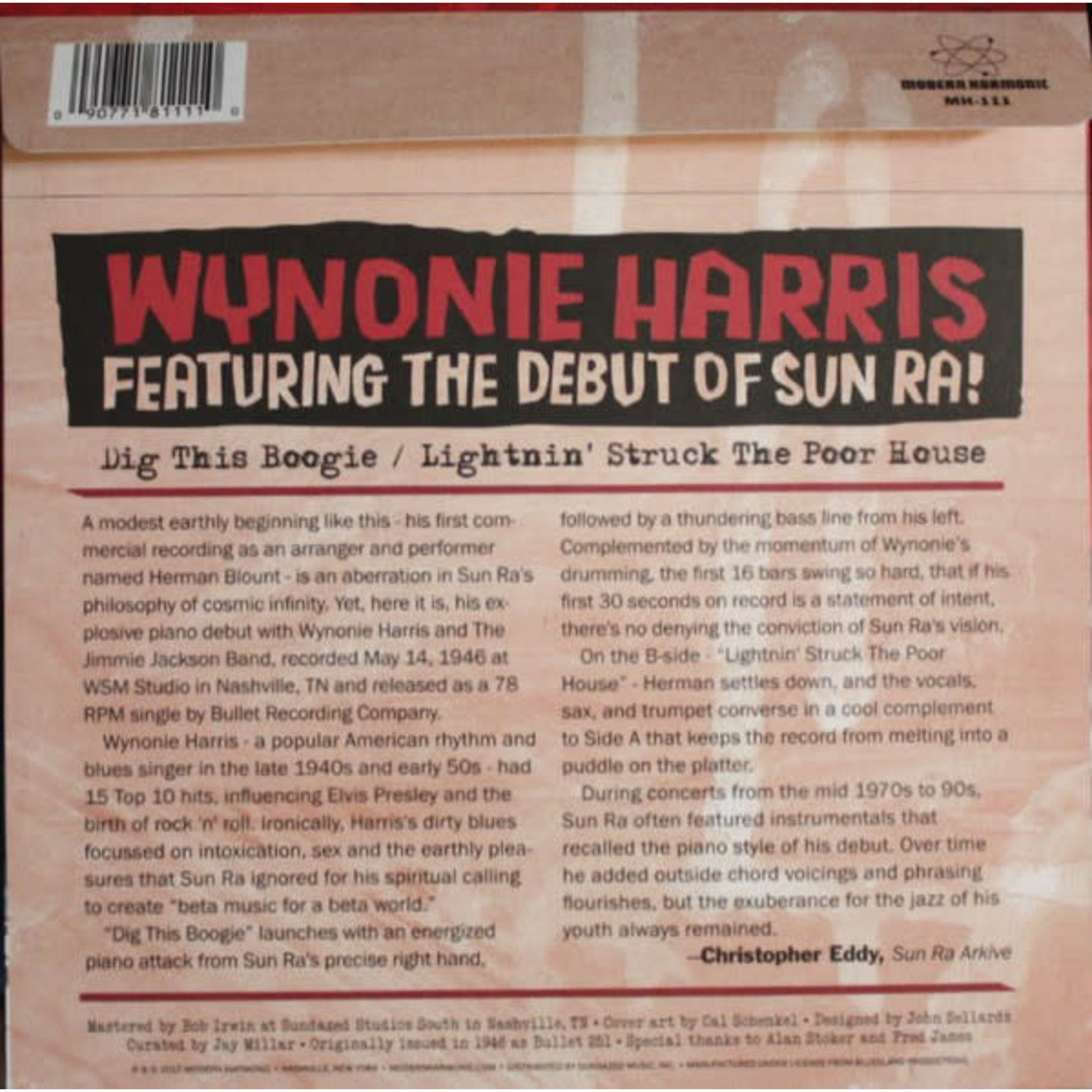 RSD Black Friday 2011-2023 Wynonie Harris featuring the debut of Sun Ra - Dig This Boogie / Lightnin' Struck The Poor House (7") [Red]
