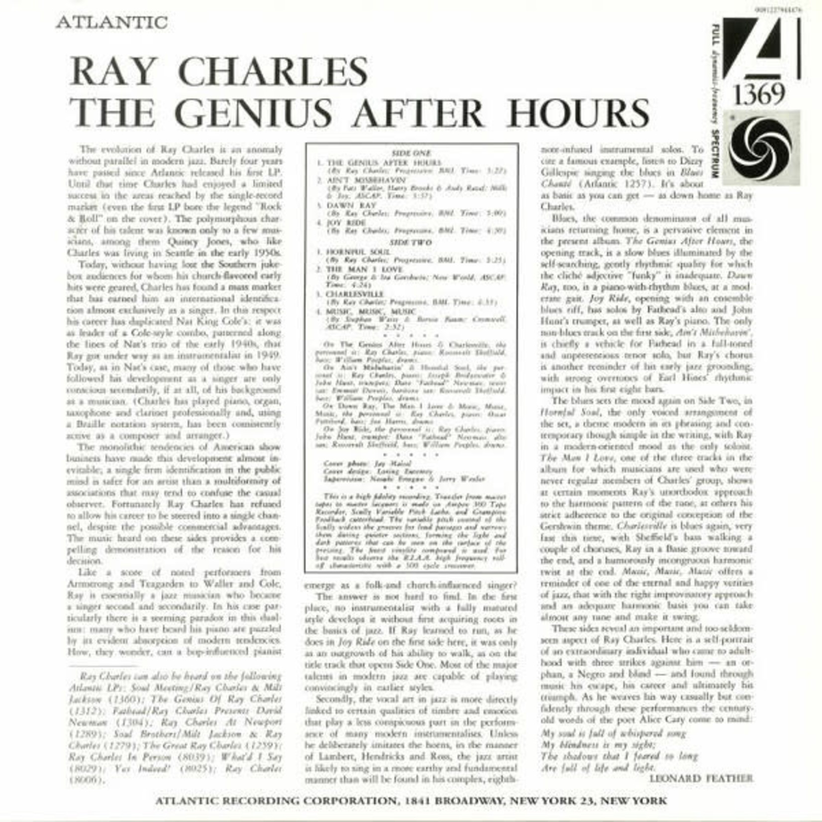 Atlantic Ray Charles - The Genius After Hours (LP)