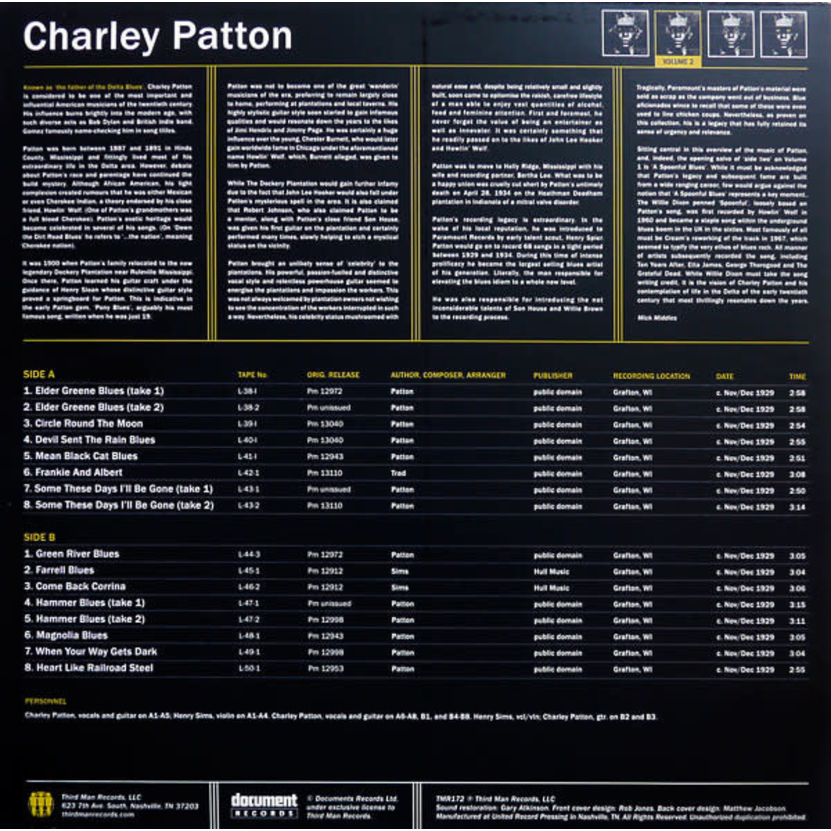 Third Man Charley Patton - Complete Recorded Works, Vol 2 (LP)
