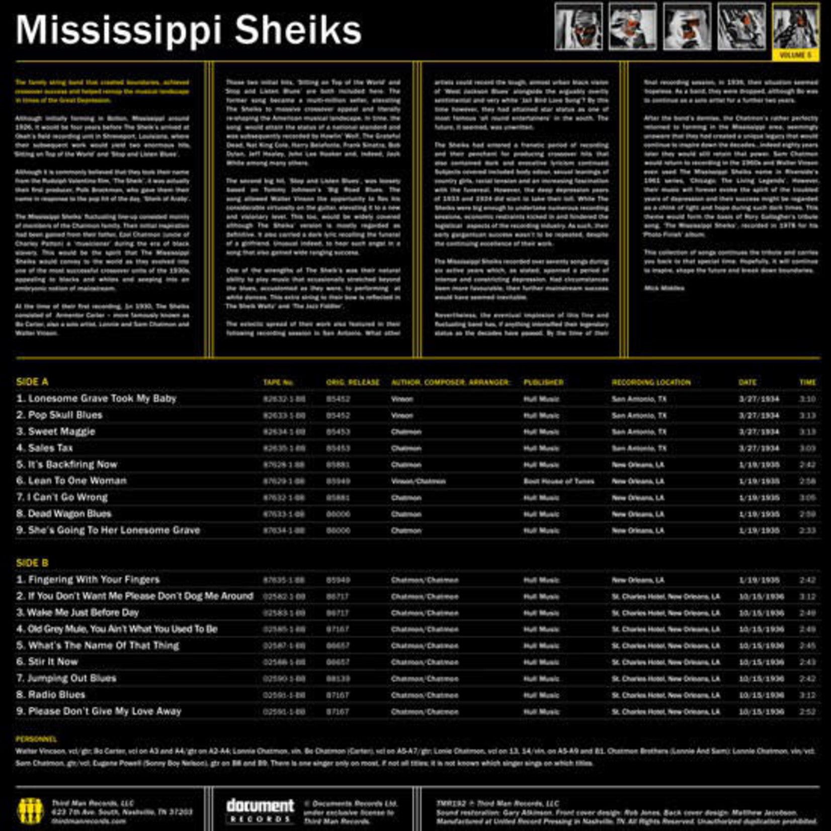 Third Man Mississippi Sheiks - Complete Recorded Works, Vol 5 (LP)