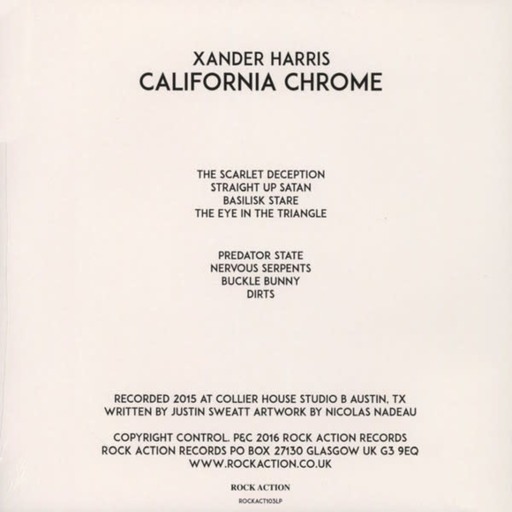 Rock Action Xander Harris - California Chrome (LP)
