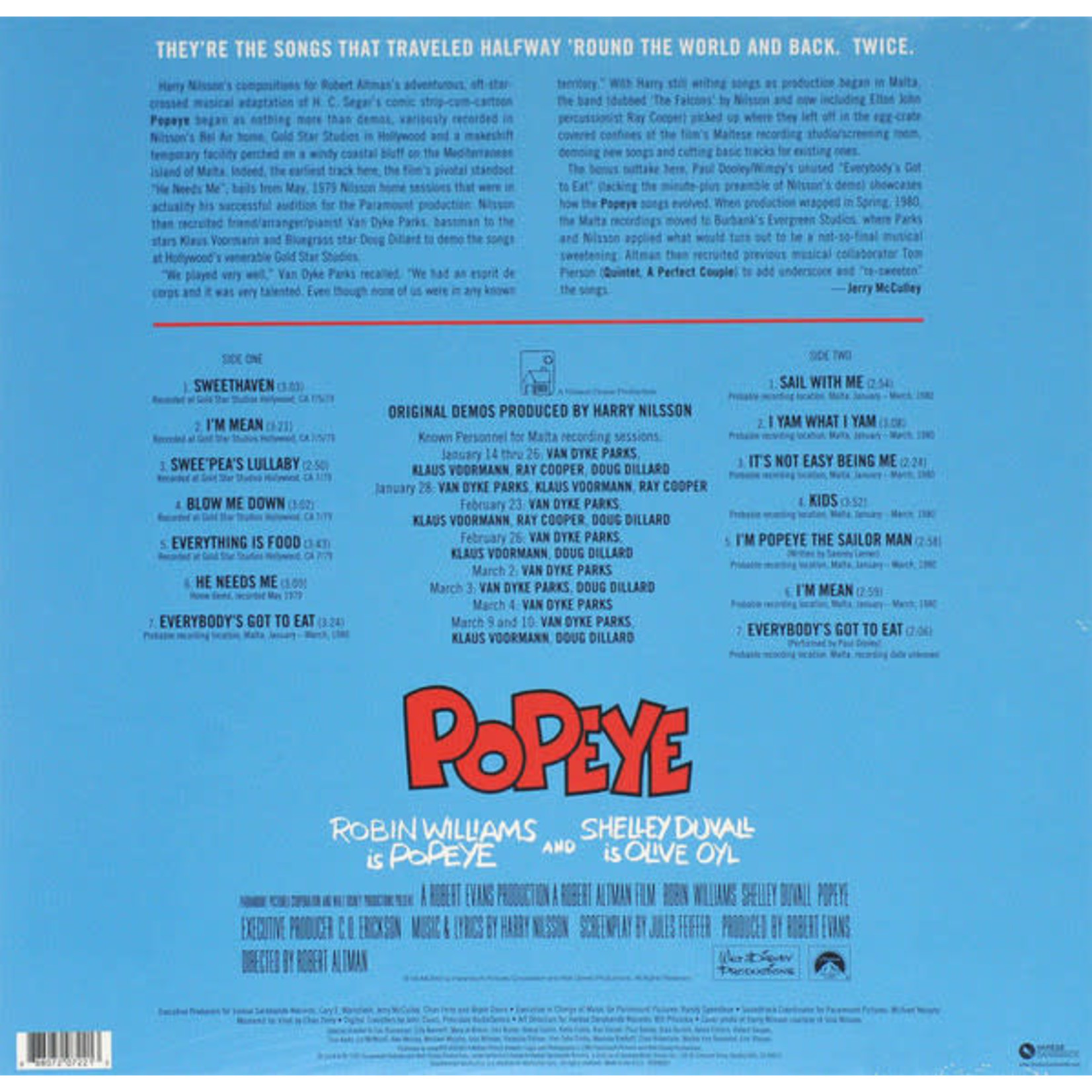 RSD Black Friday 2011-2022 Harry Nilsson - Popeye OST: Demos (LP)