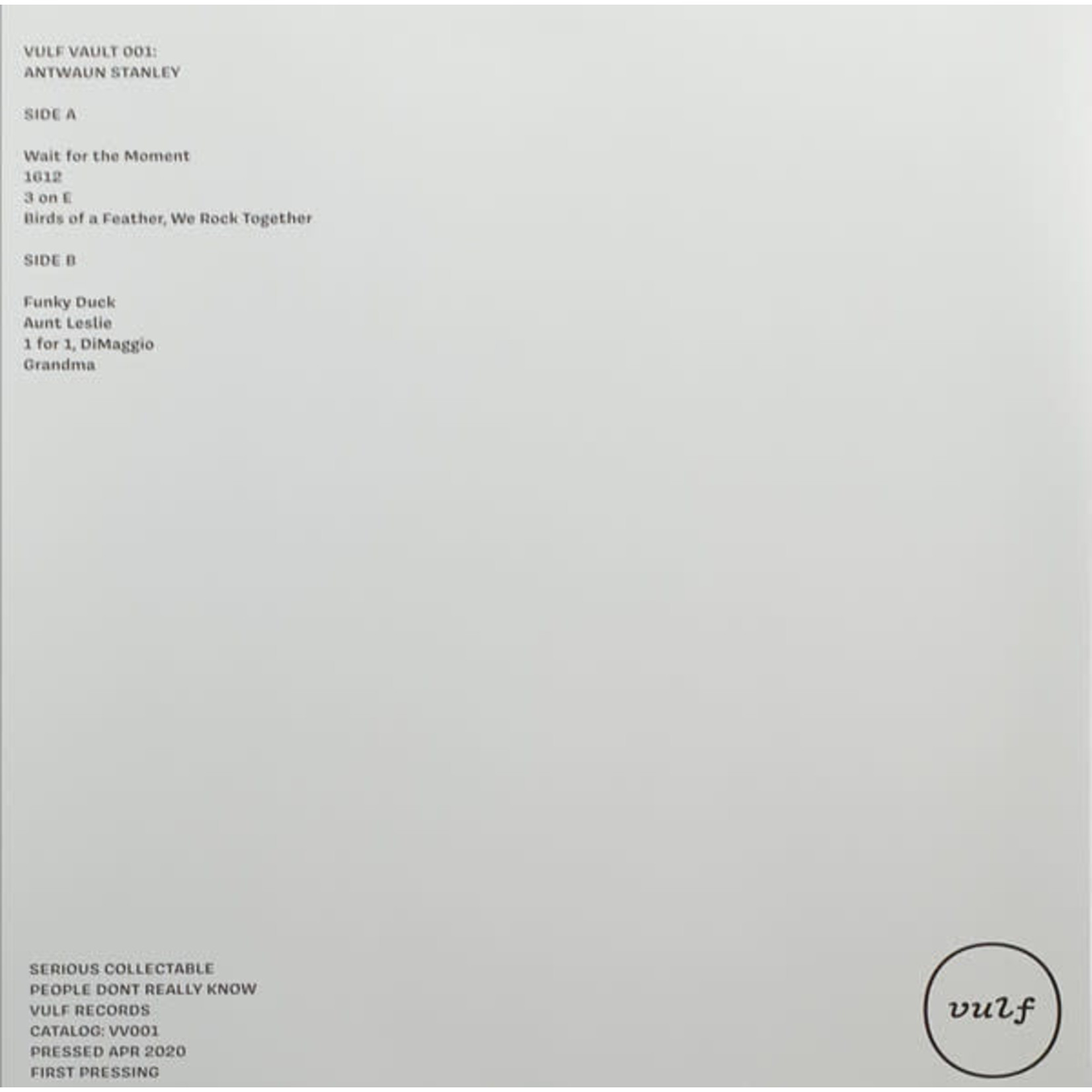 Vulfpeck - Vulf Vault 001: Antwaun Stanley (LP) [White] {VG+/VG+}