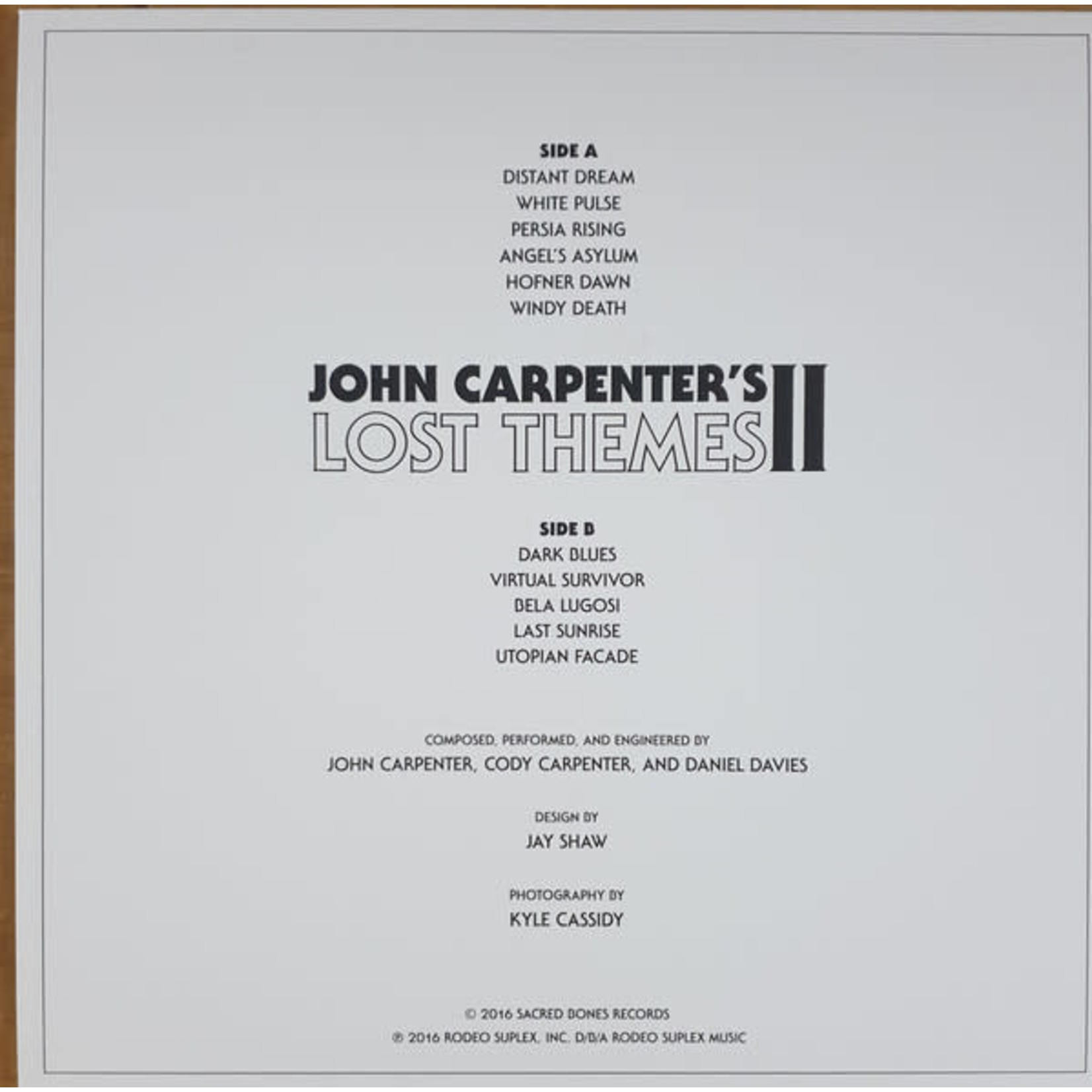 Sacred Bones John Carpenter - Lost Themes II (LP) [Neon Orange]