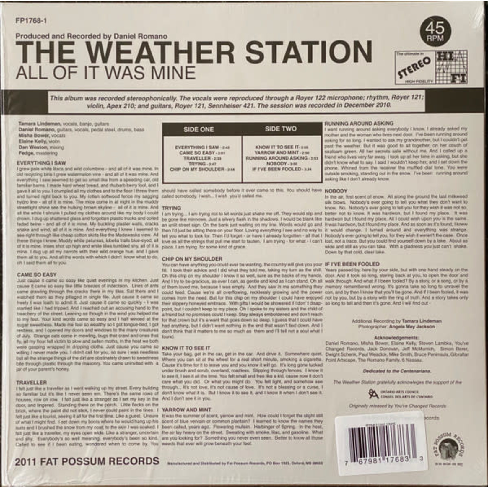 Fat Possum Weather Station - All Of It Was Mine (LP) [Bone]