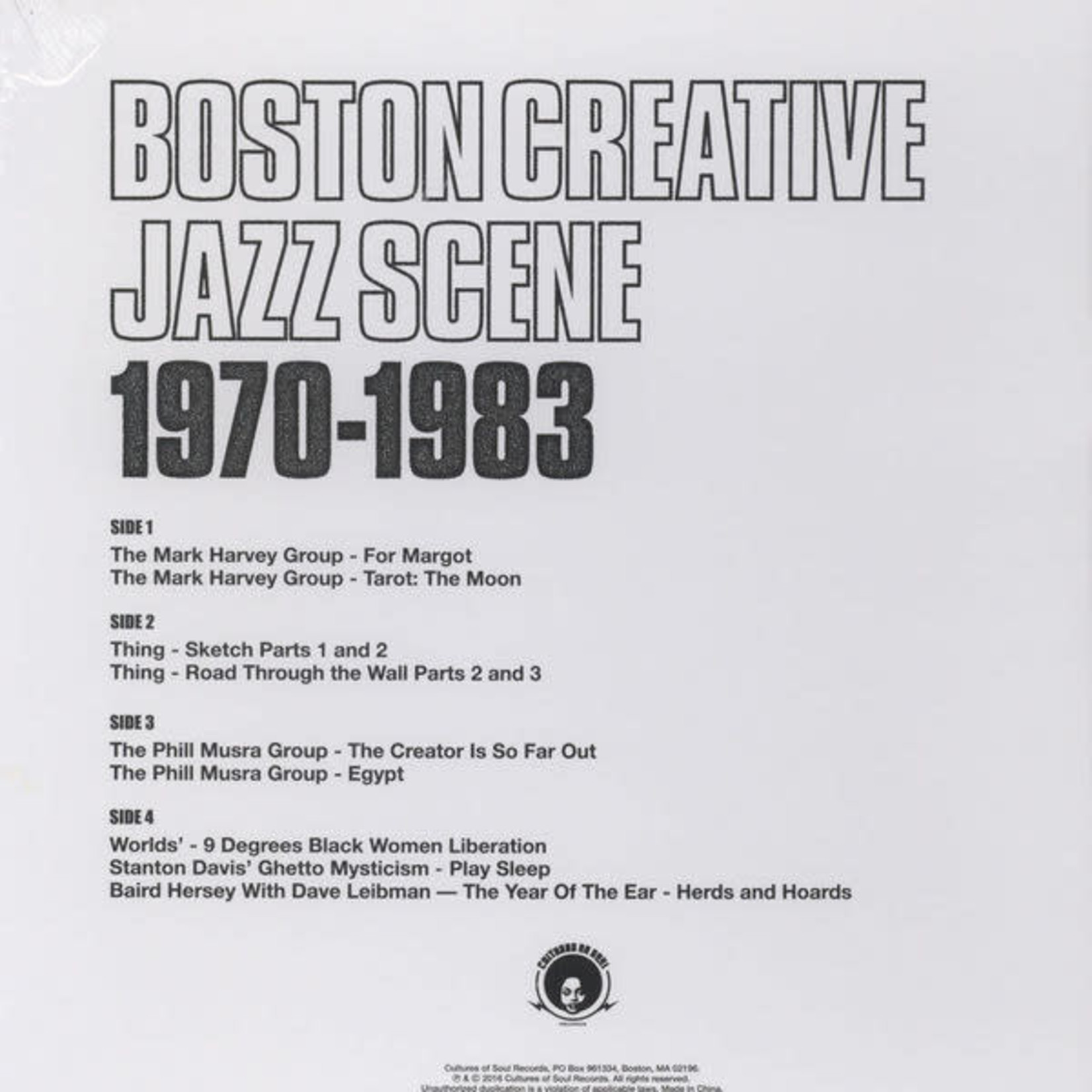 Cultures of Soul V/A - The Boston Creative Jazz Scene: 1970-1983 (2LP)