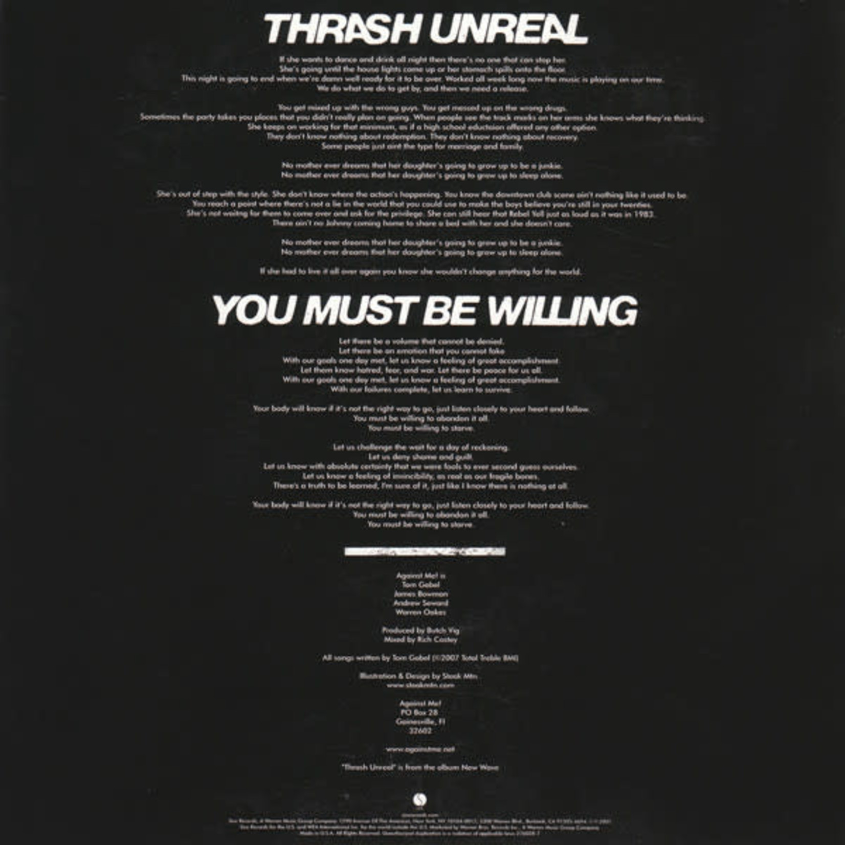 Sire Against Me! - Thrash Unreal / You Must Be Willing (7") {VG+}