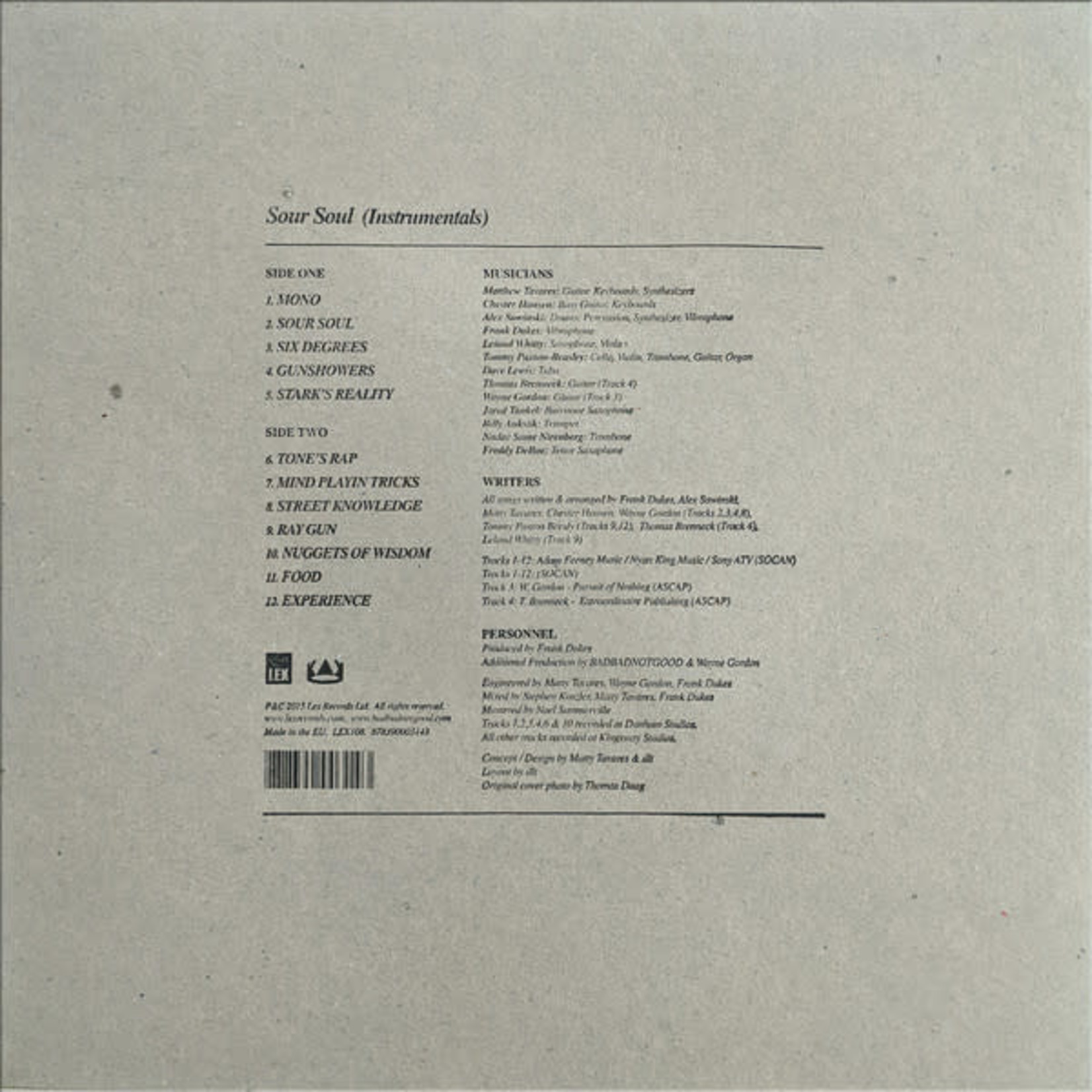 Lex Badbadnotgood & Ghostface Killah - Sour Soul: Instrumentals (LP)