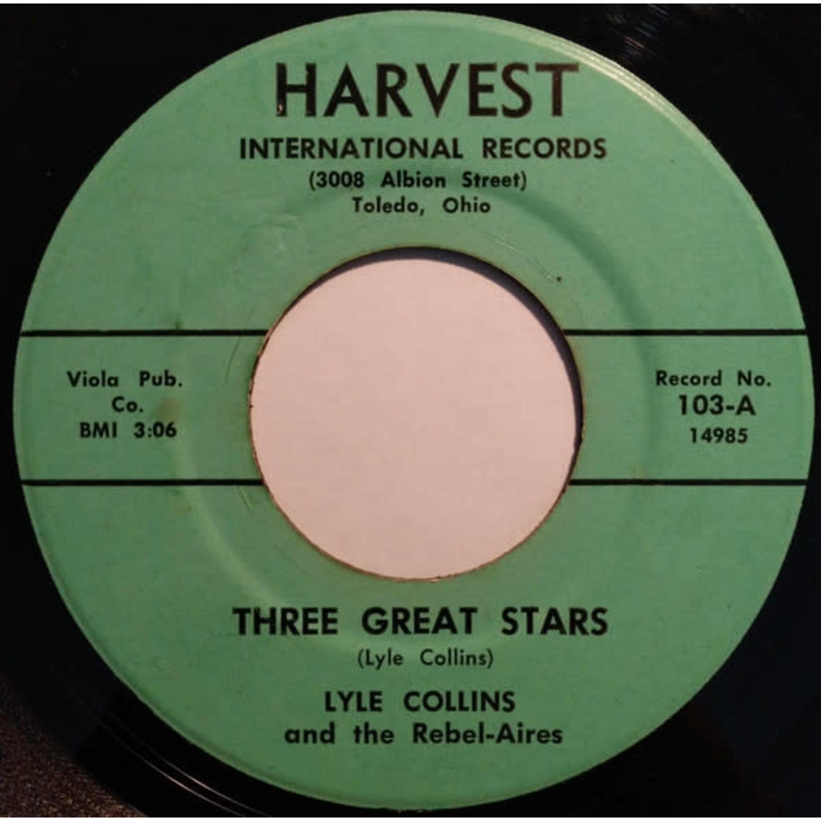 Harvest Lyle Collins And The Rebel-Aires ‎- Three Great Stars / Left My Lover On The Corner (7") {VG}