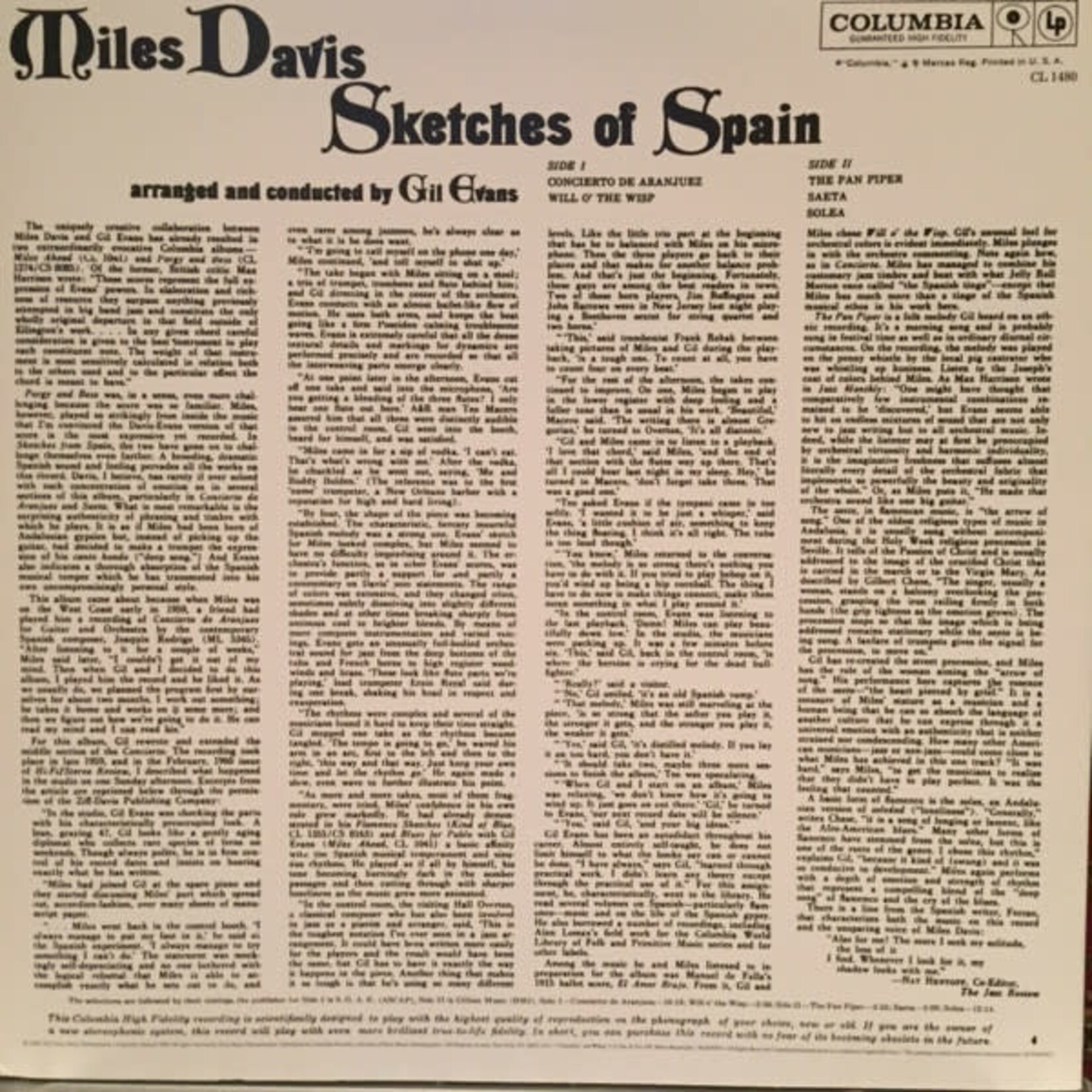 Columbia Miles Davis - Sketches Of Spain (LP) [Mono]