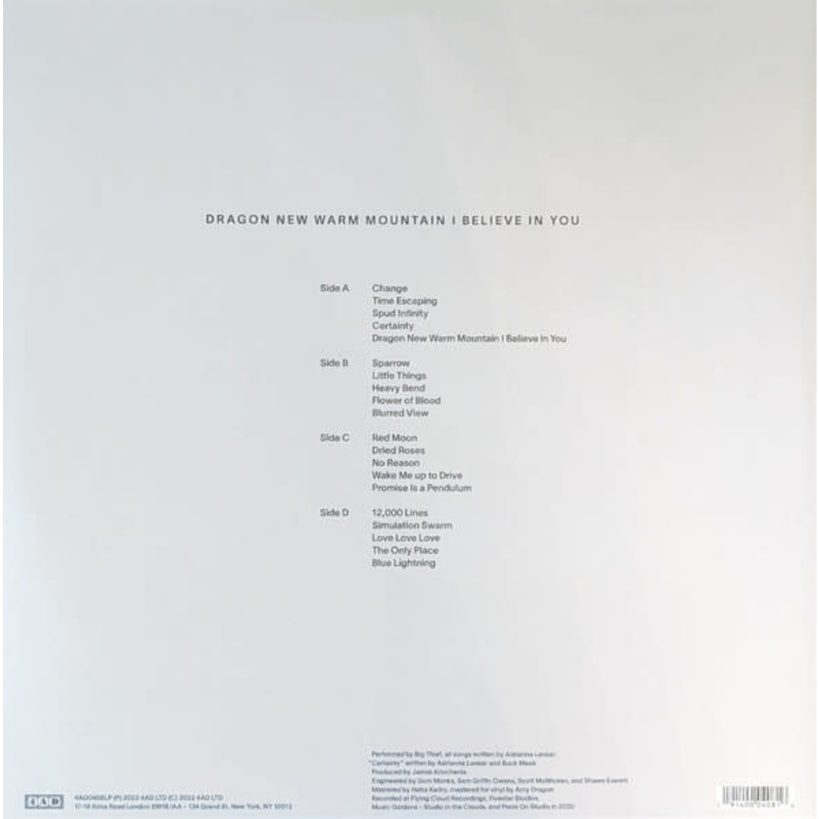 4AD Big Thief - Dragon New Warm Mountain I Believe In You (2LP)