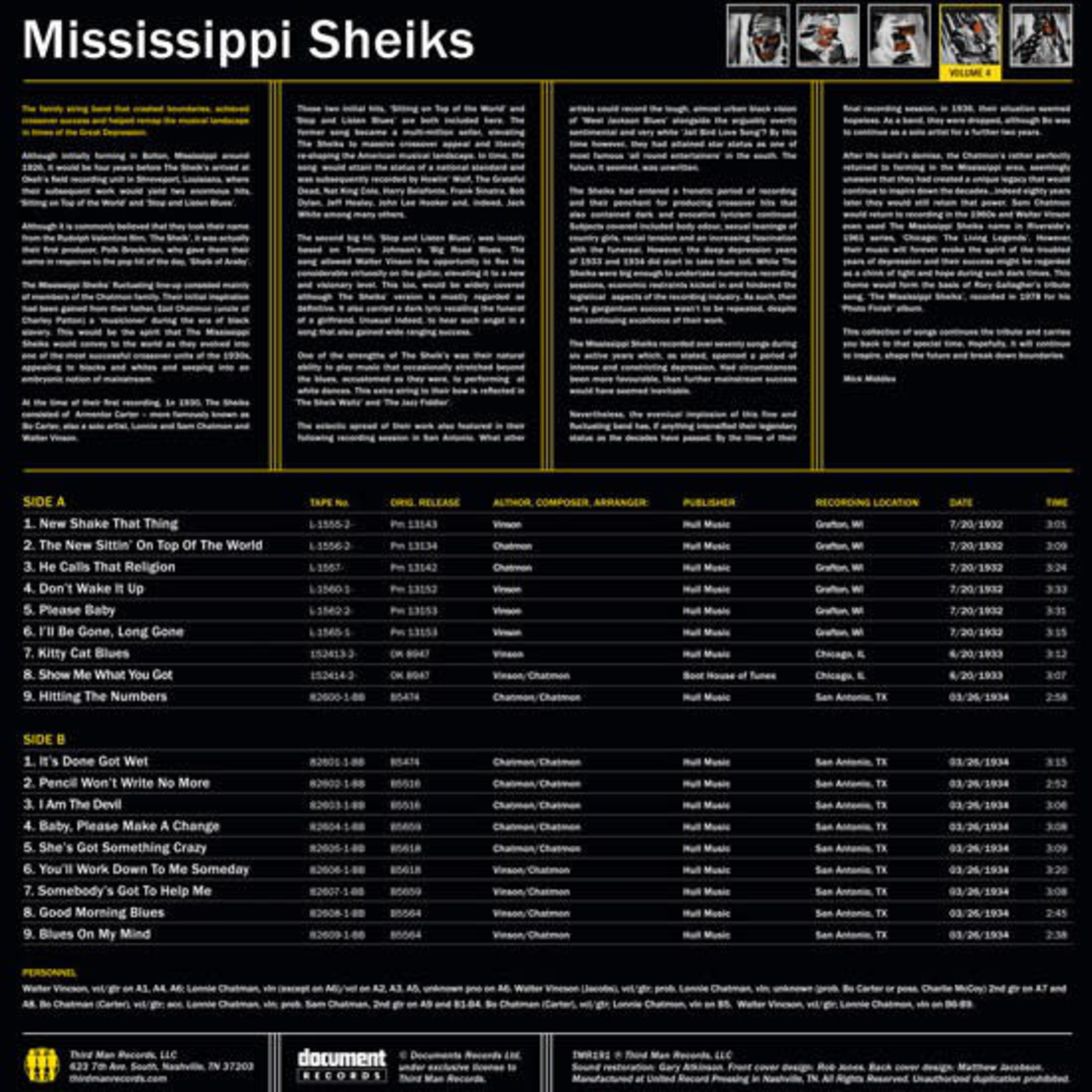 Third Man Mississippi Sheiks - Complete Recorded Works, Vol 4 (LP)