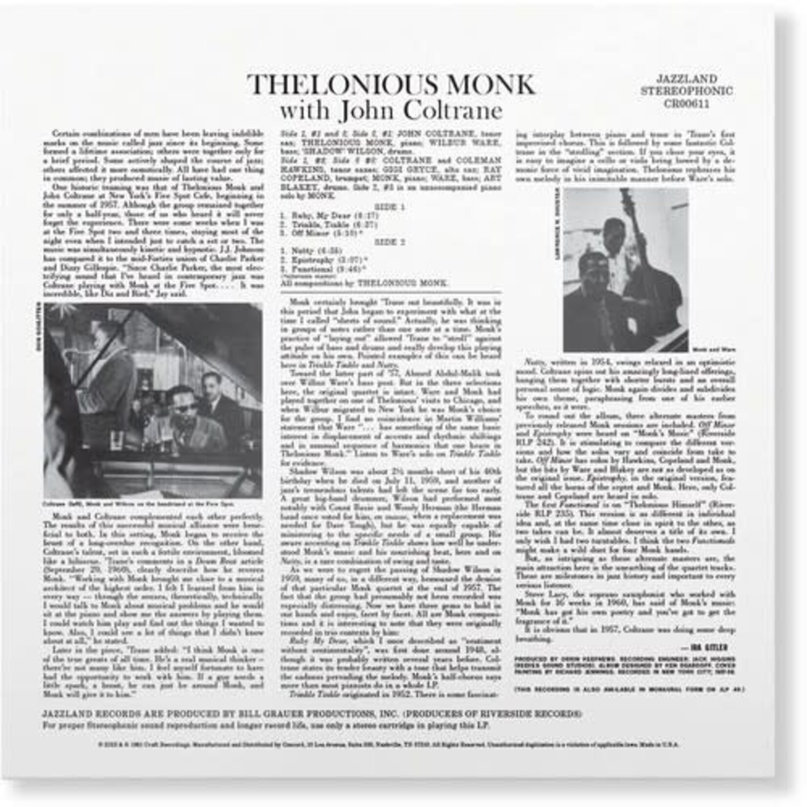 Craft Thelonious Monk & John Coltrane - Thelonious Monk with John Coltrane (LP)