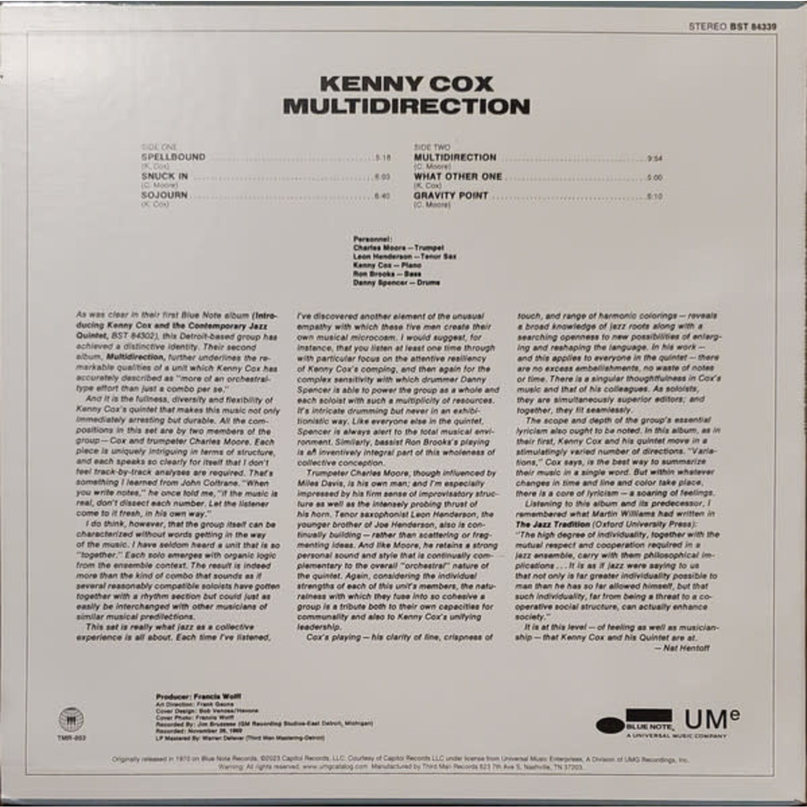 Third Man Kenny Cox And The Contemporary Jazz Quintet - Multidirection (LP)
