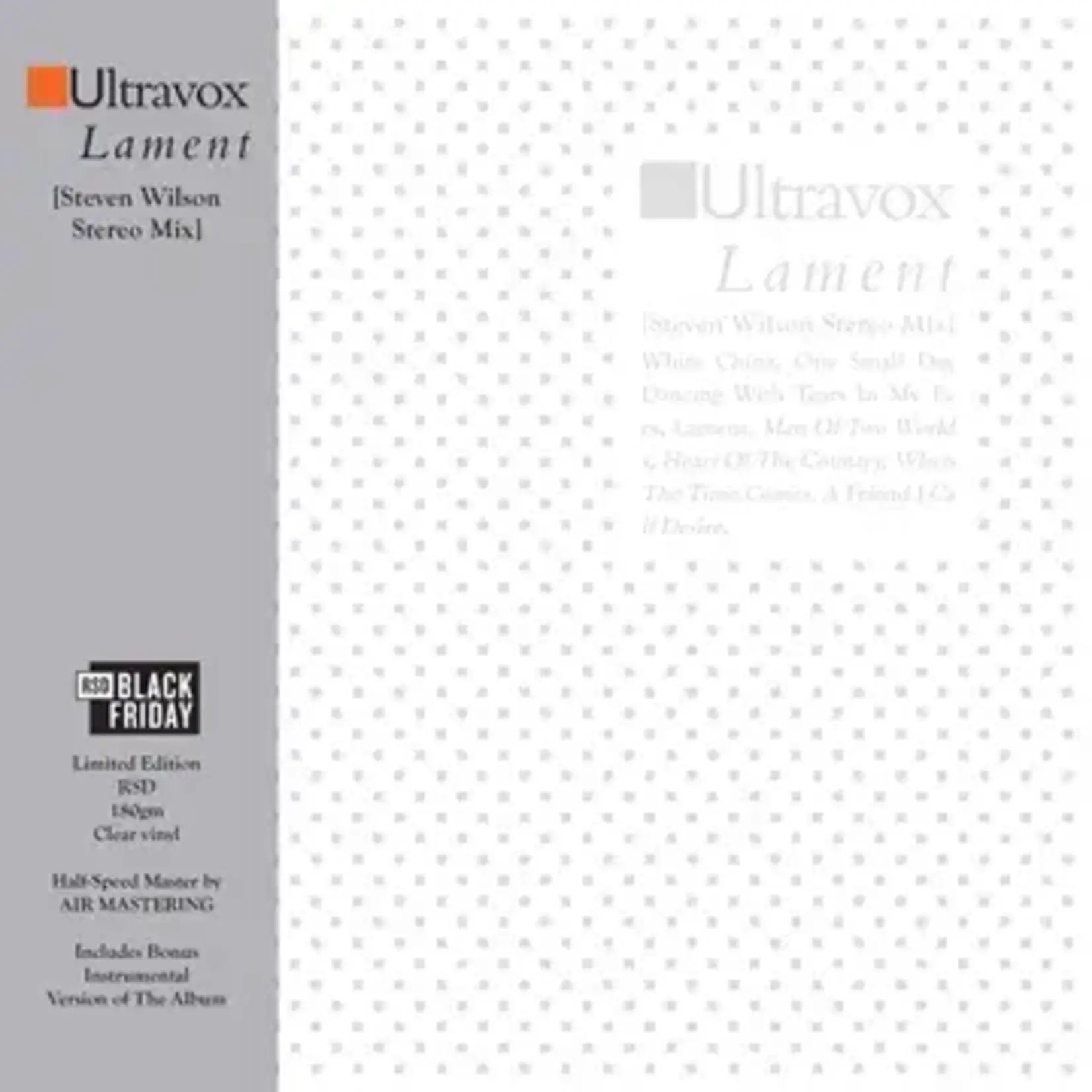 RSD Black Friday RSD Black Friday 2024 | Ultravox  - Lament: Steven Wilson Stereo Mix (2LP)