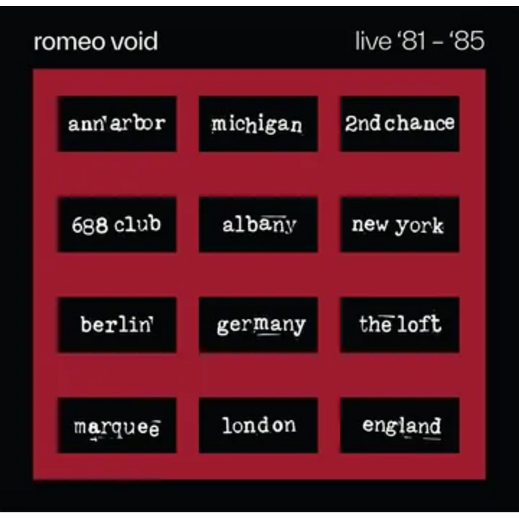 Record Store Day 2026 RSD2026 | Romeo Void - Best Of Romeo Void Live 81-85 (2LP) [IEX]