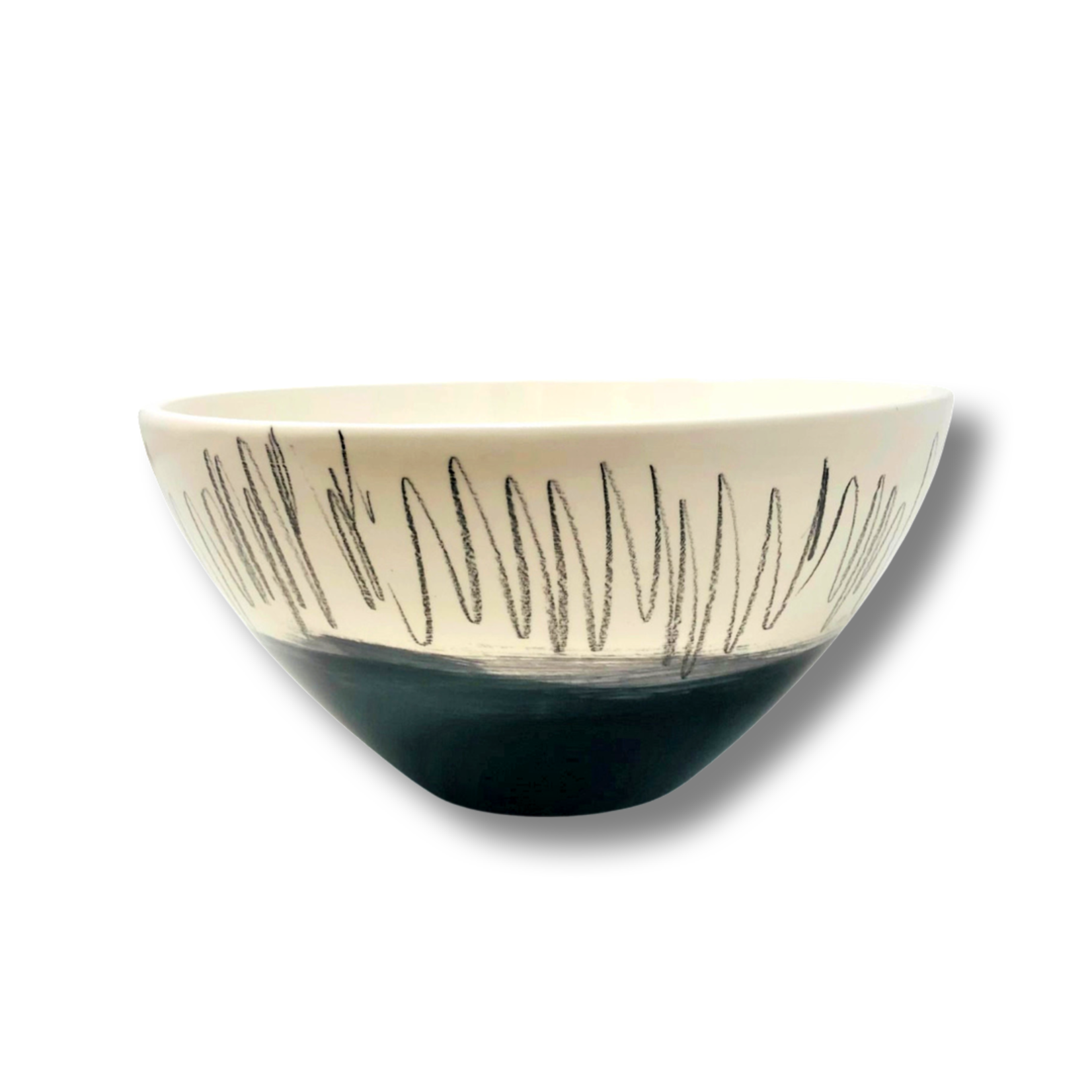 GAIL GARCIA (DINNER-WARE) BLK BOTTOM/DRW TOP MED TL BOWL