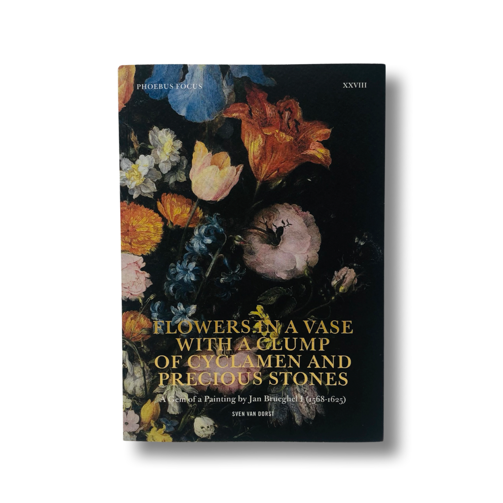 FLOWERS IN A VASE WITH A CLUMP OF CYCLAMEN AND PRECIOUS STONES