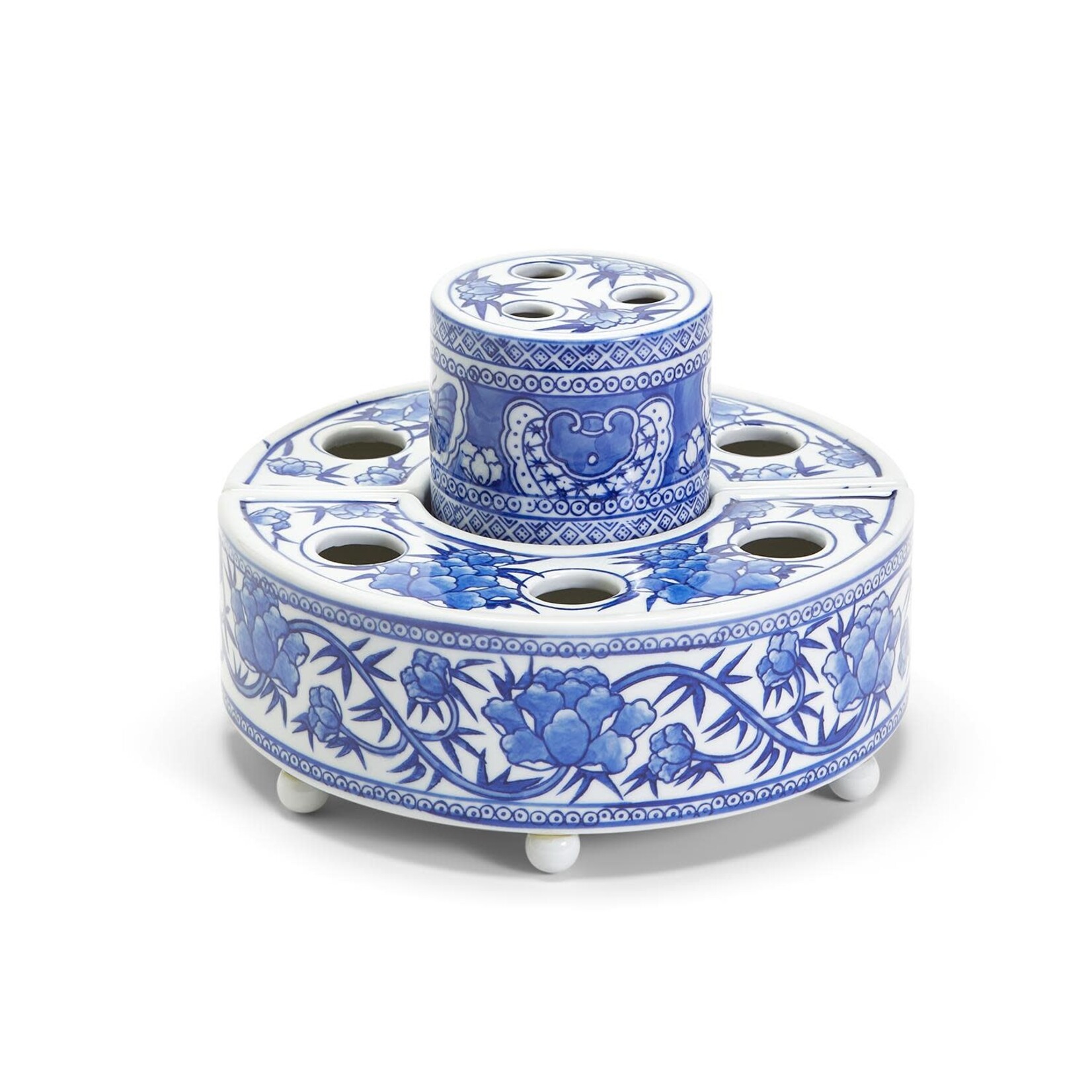 BLUE/ WHITE FLORAL ARRANGER 3 PIECE